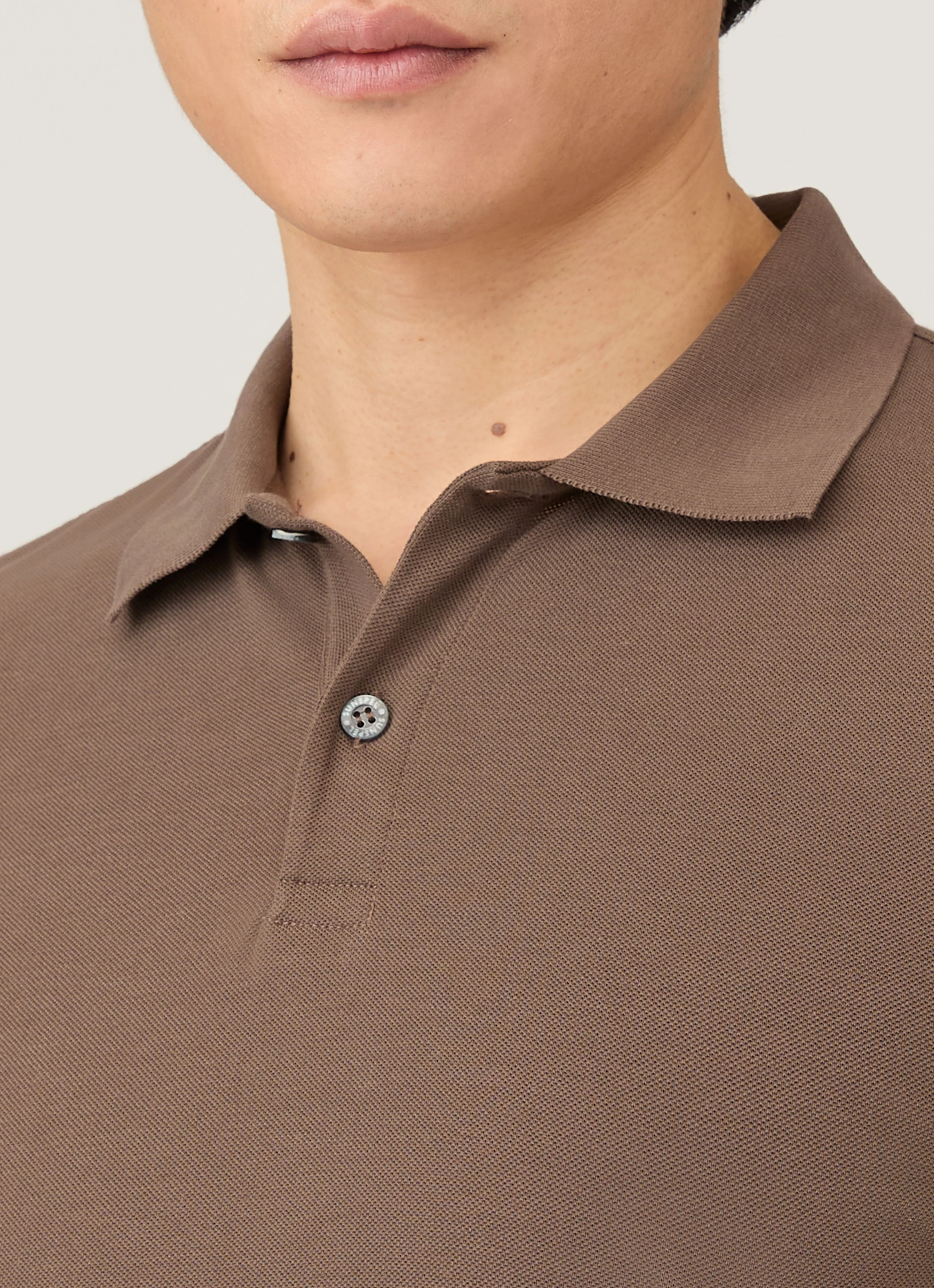 Men's Piqué Polo Shirt in Bark - Image 6