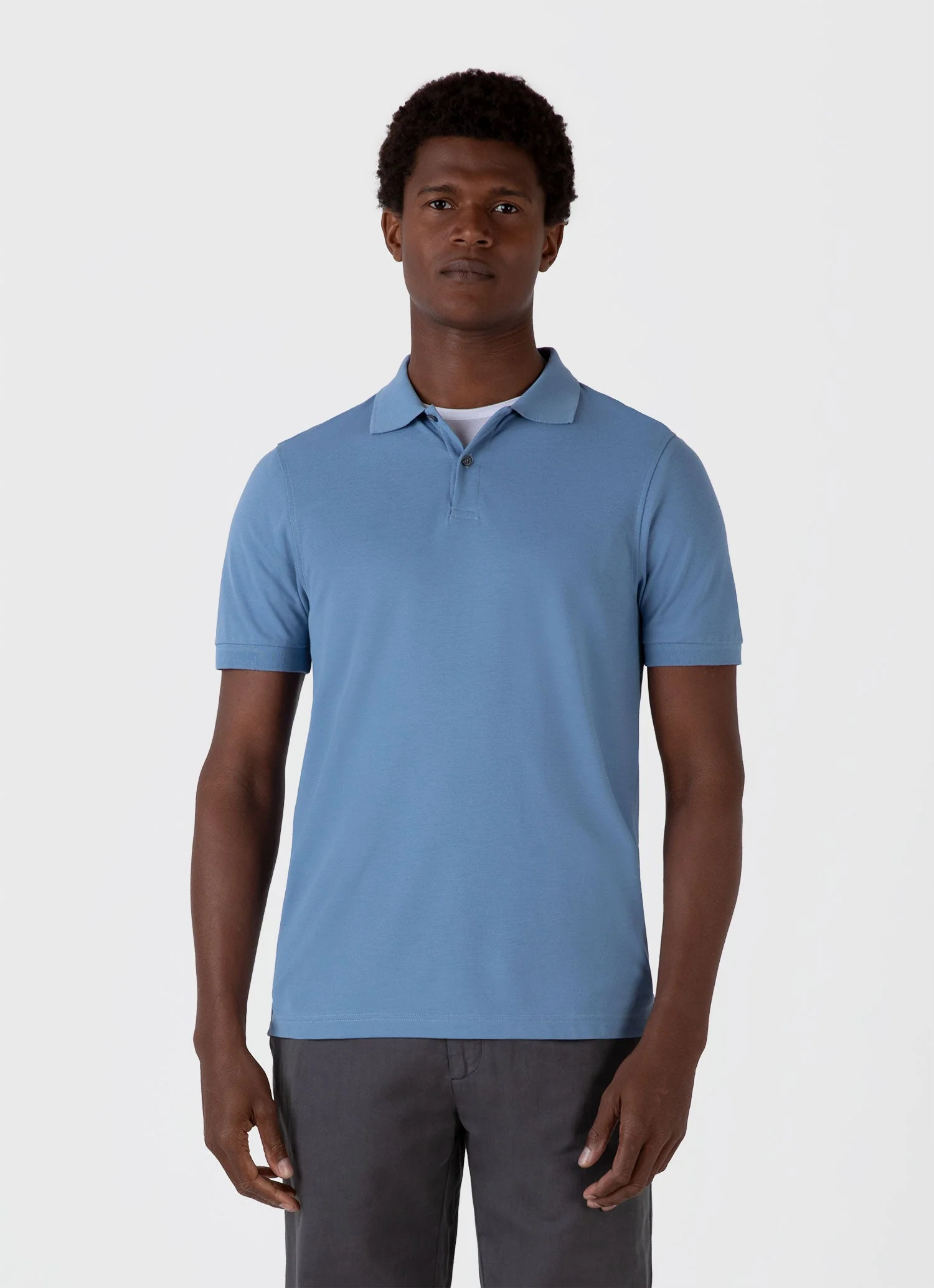 Men's Piqué Polo Shirt in Como Blue - Image 2
