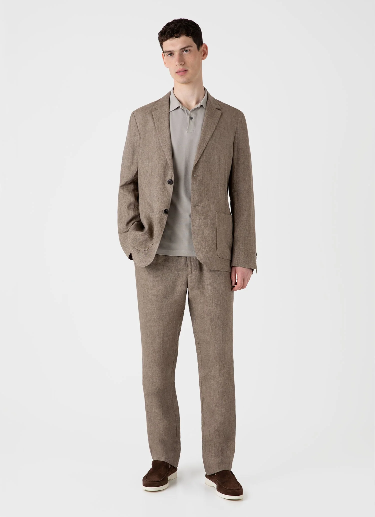 Men's Piqué Polo Shirt in Mid Grey - Image 3