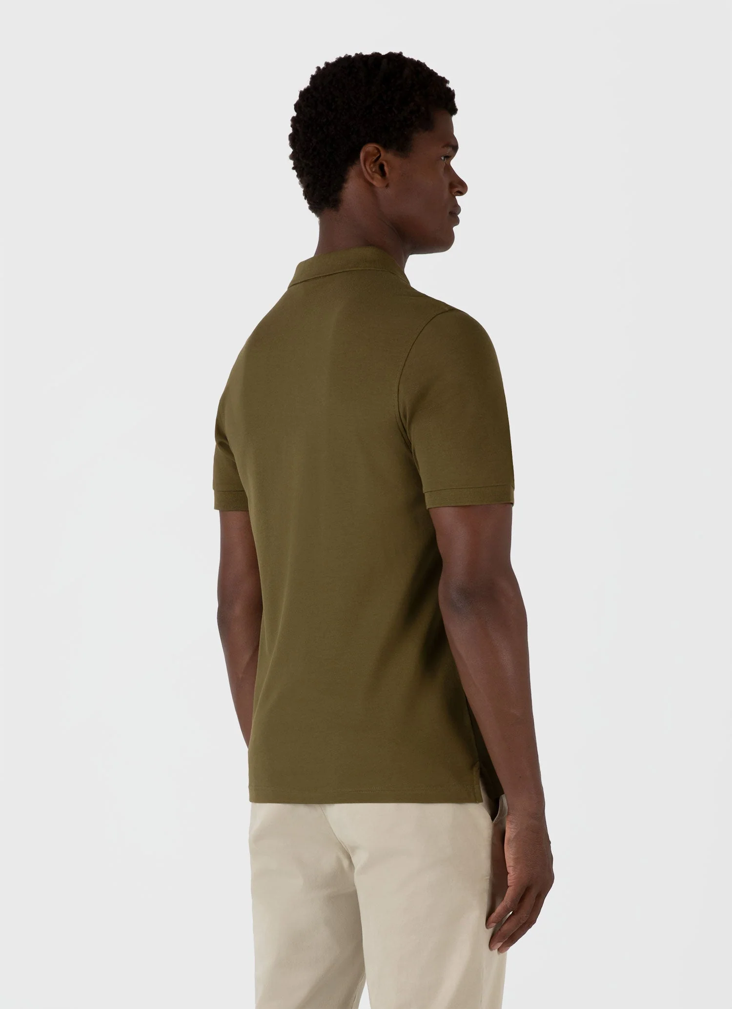 Men's Piqué Polo Shirt in Olive Green - Image 5