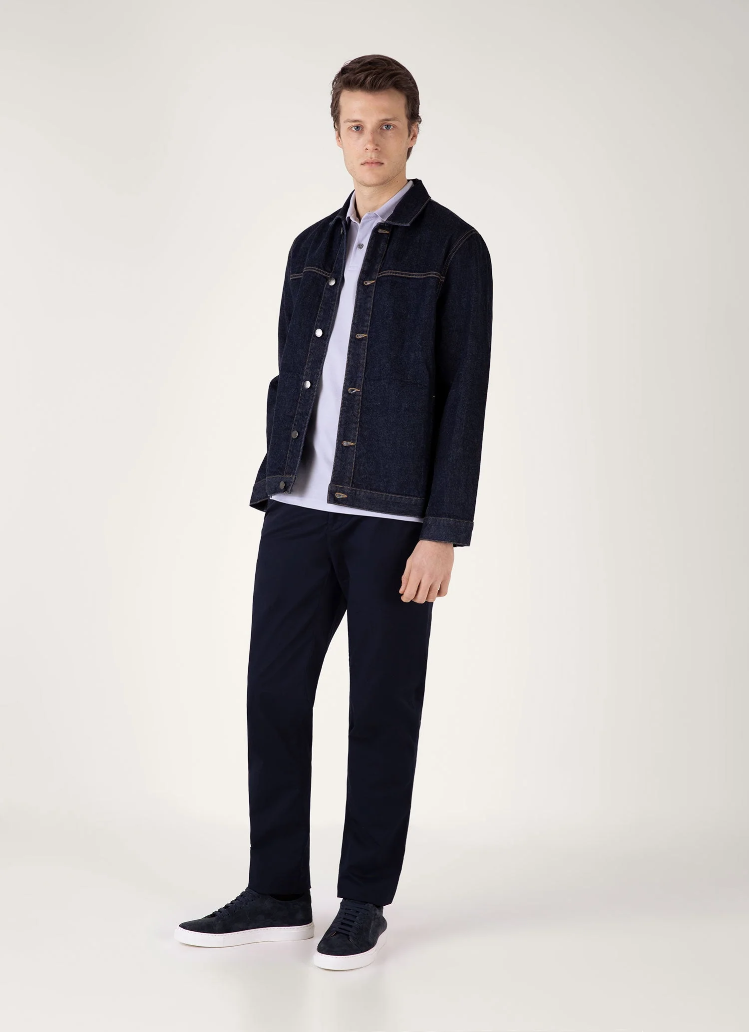 Men's Piqué Polo Shirt in Pale Lilac - Image 3