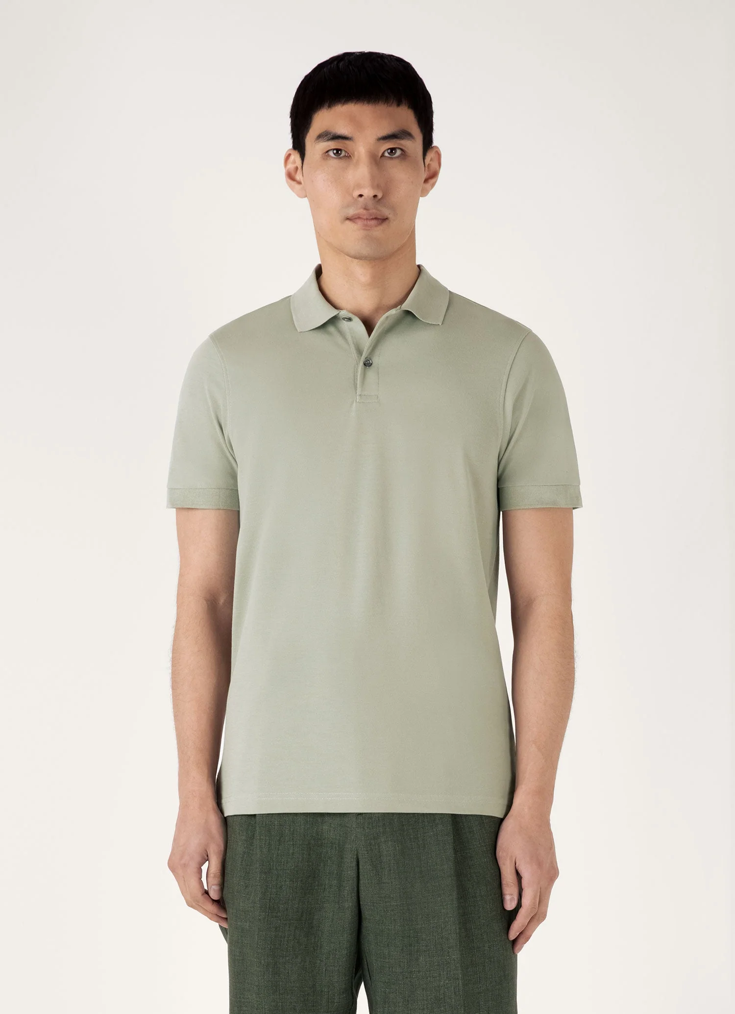 Men's Piqué Polo Shirt in Pastel Green - Image 2