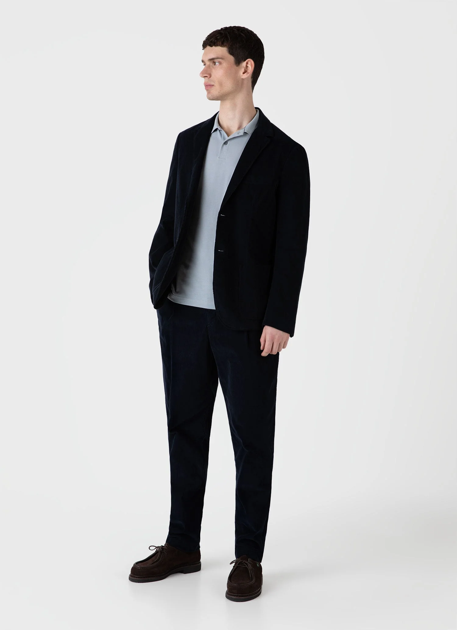 Men's Piqué Polo Shirt in Smoke Blue - Image 3