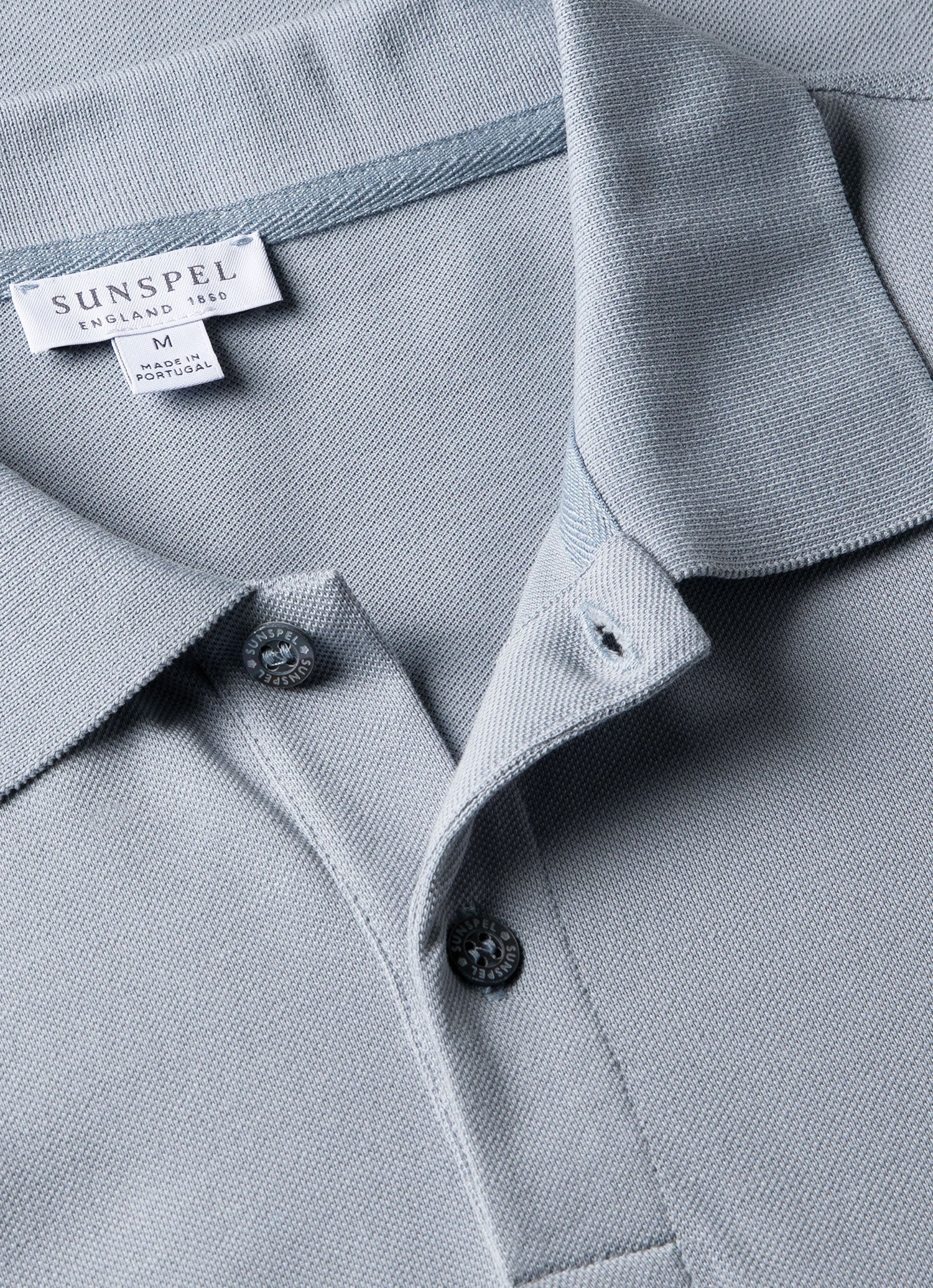 Men's Piqué Polo Shirt in Smoke Blue - Image 4