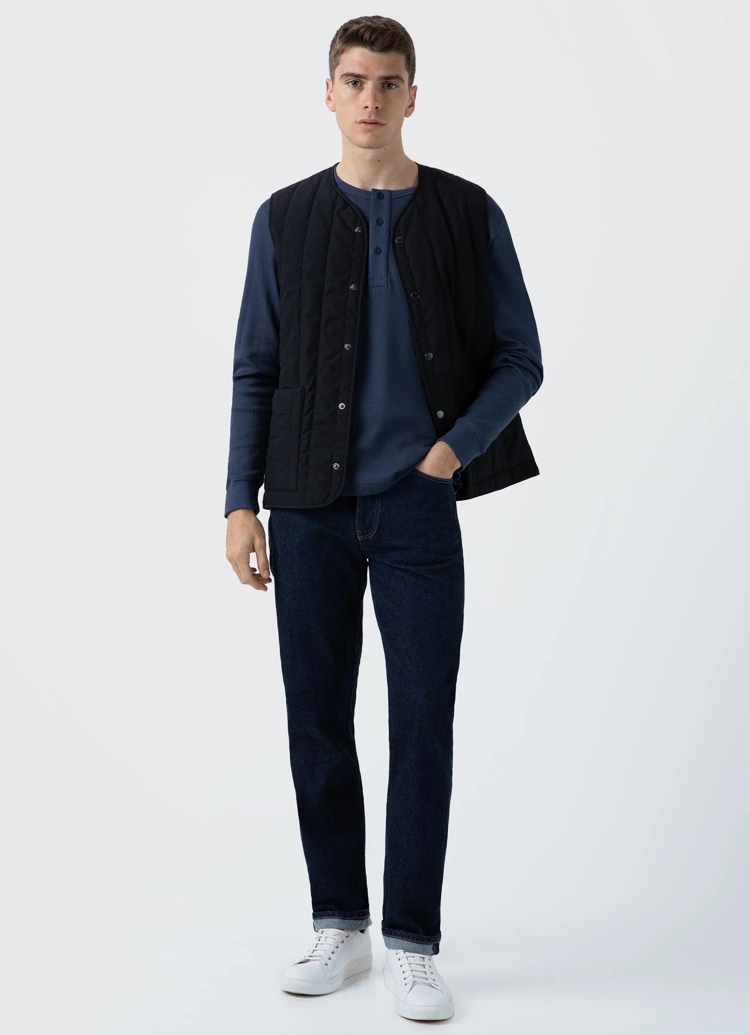 Men's Quilted Liner Gilet in Black - Image 3