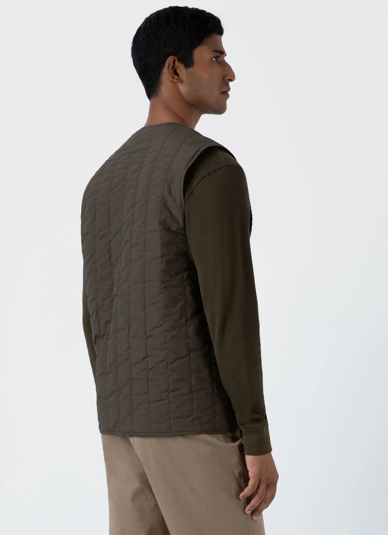 Men's Quilted Liner Gilet in Dark Olive - Image 5