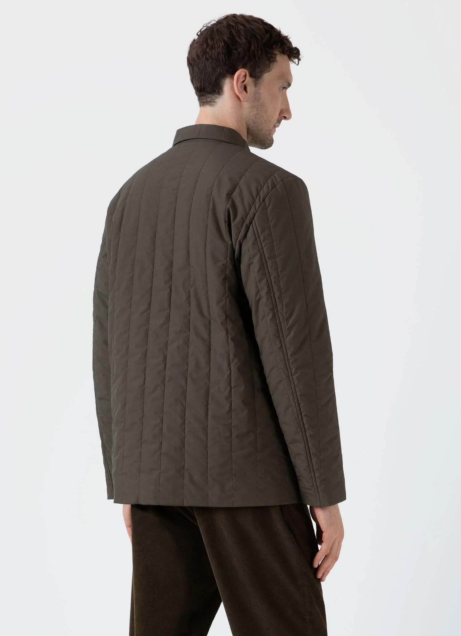 Men's Quilted Twin Pocket Jacket in Dark Olive - Image 5