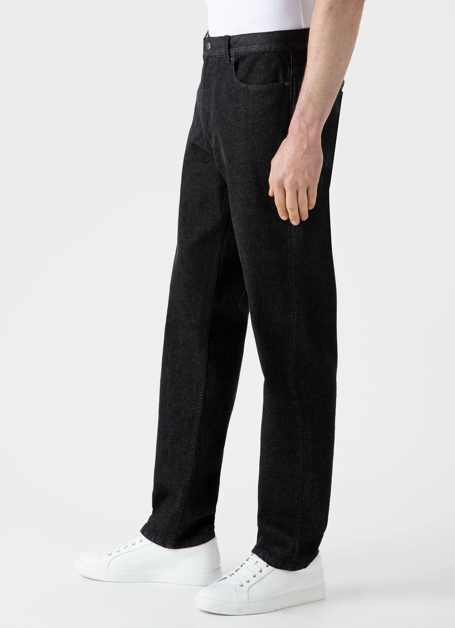 Men's Regular Fit Jeans in Black Wash Denim - Image 5