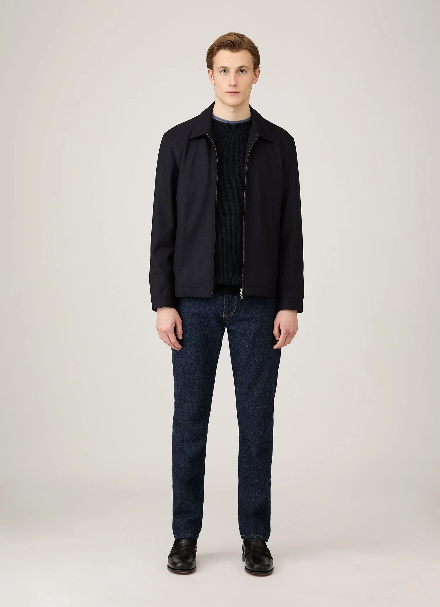 Men's Ribbed Jumper in Navy - Image 3