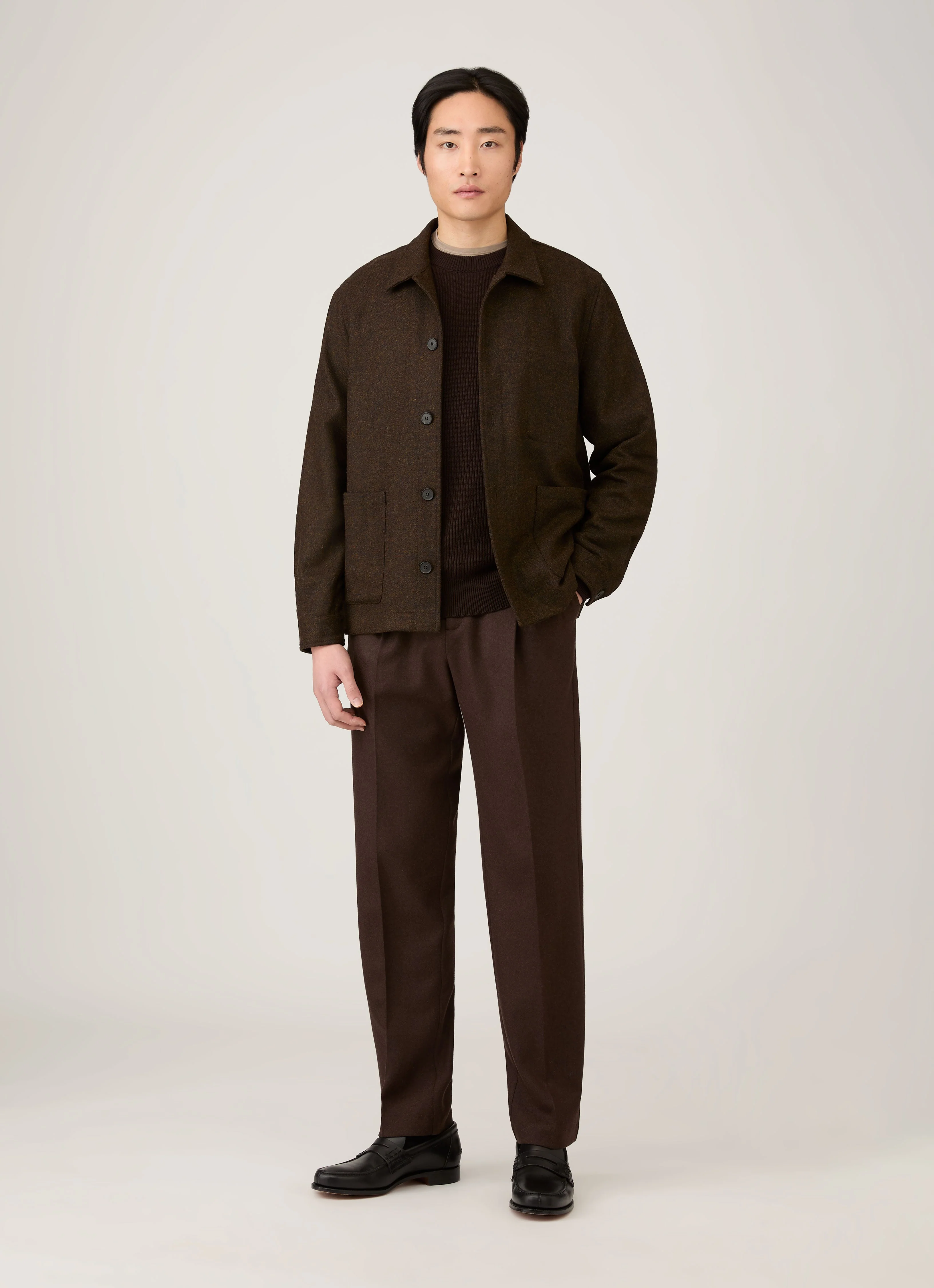 Men's Ribbed Jumper in Truffle - Image 3