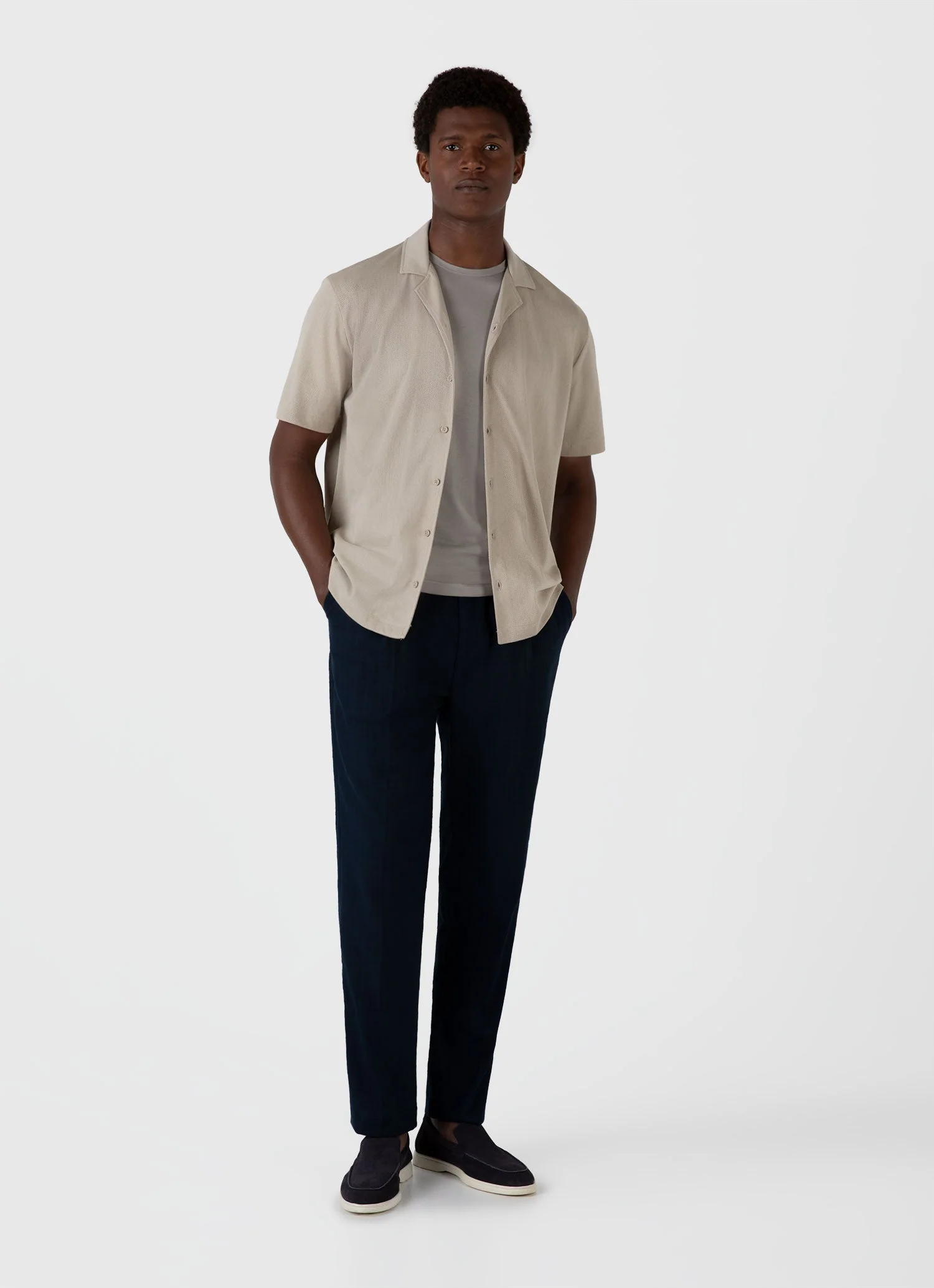 Men's Riviera Camp Collar Shirt in Ash Grey - Image 3