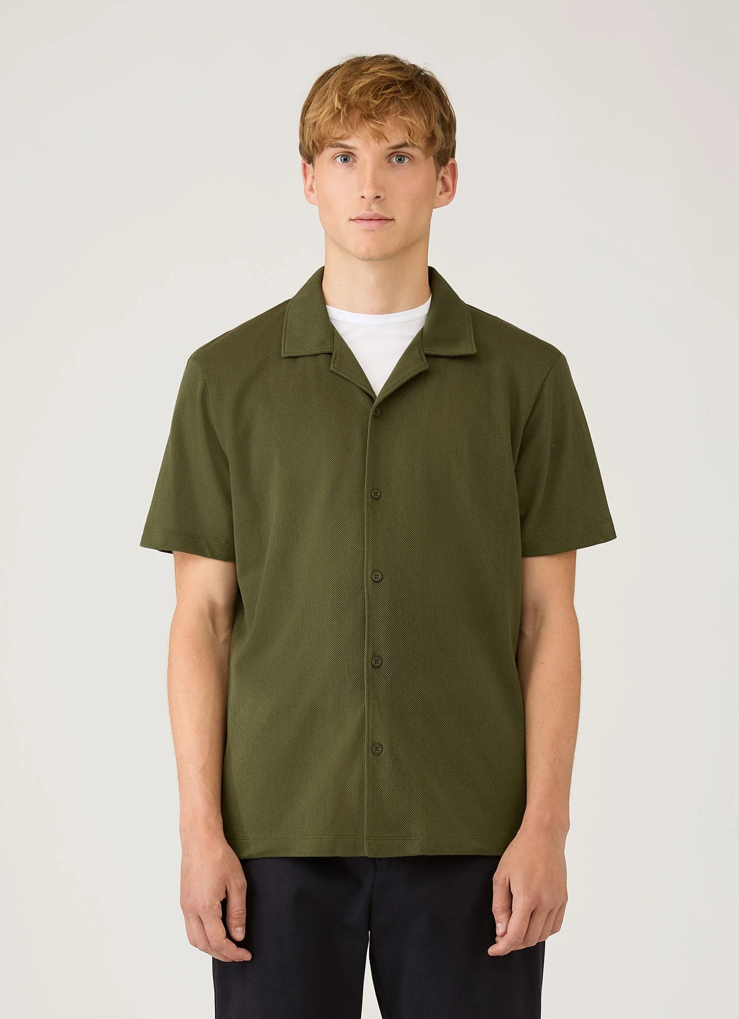 Men's Riviera Camp Collar Shirt in Deep Olive - Image 2