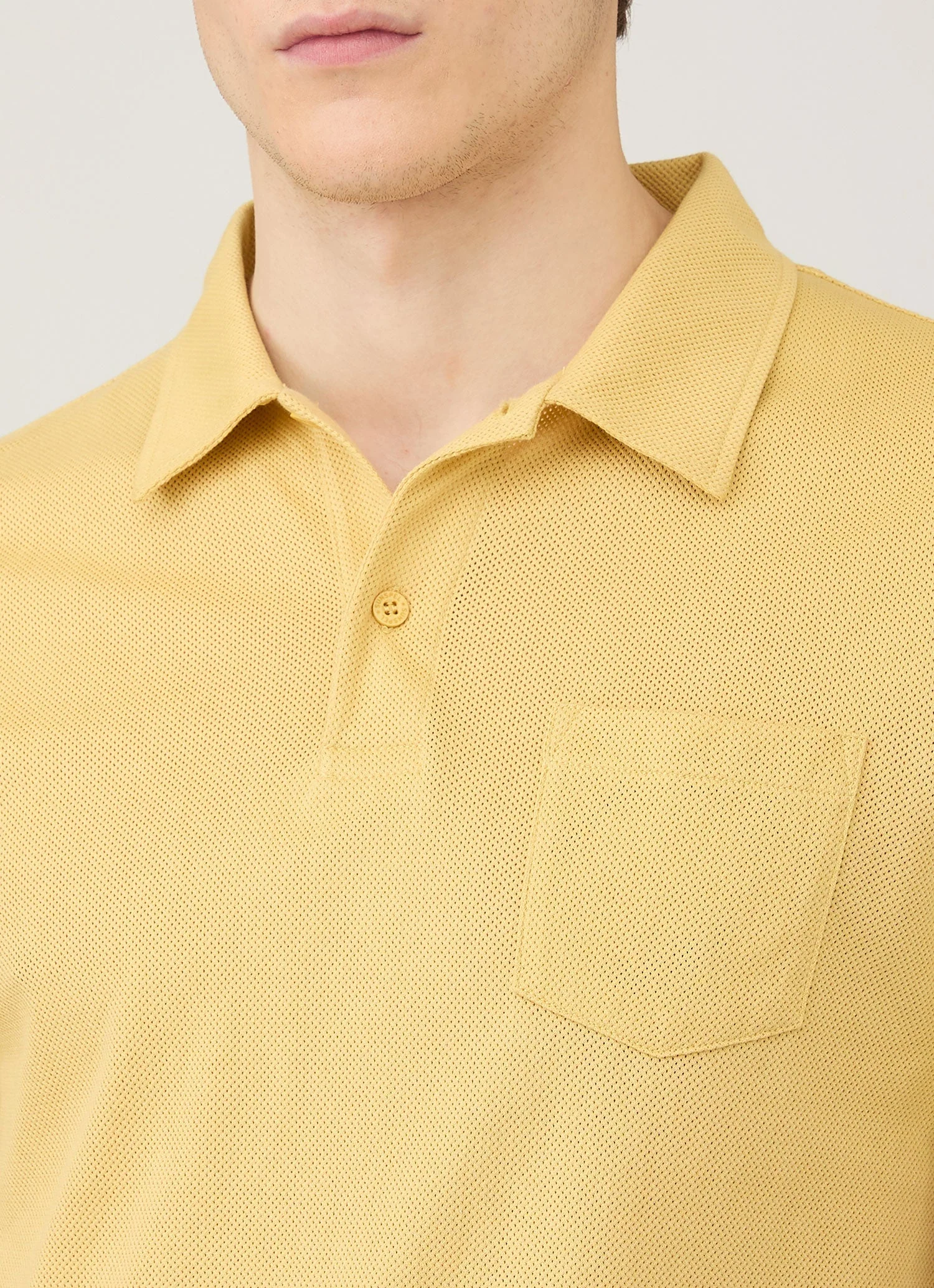 Men's Riviera Polo Shirt in Dusty Yellow - Image 6