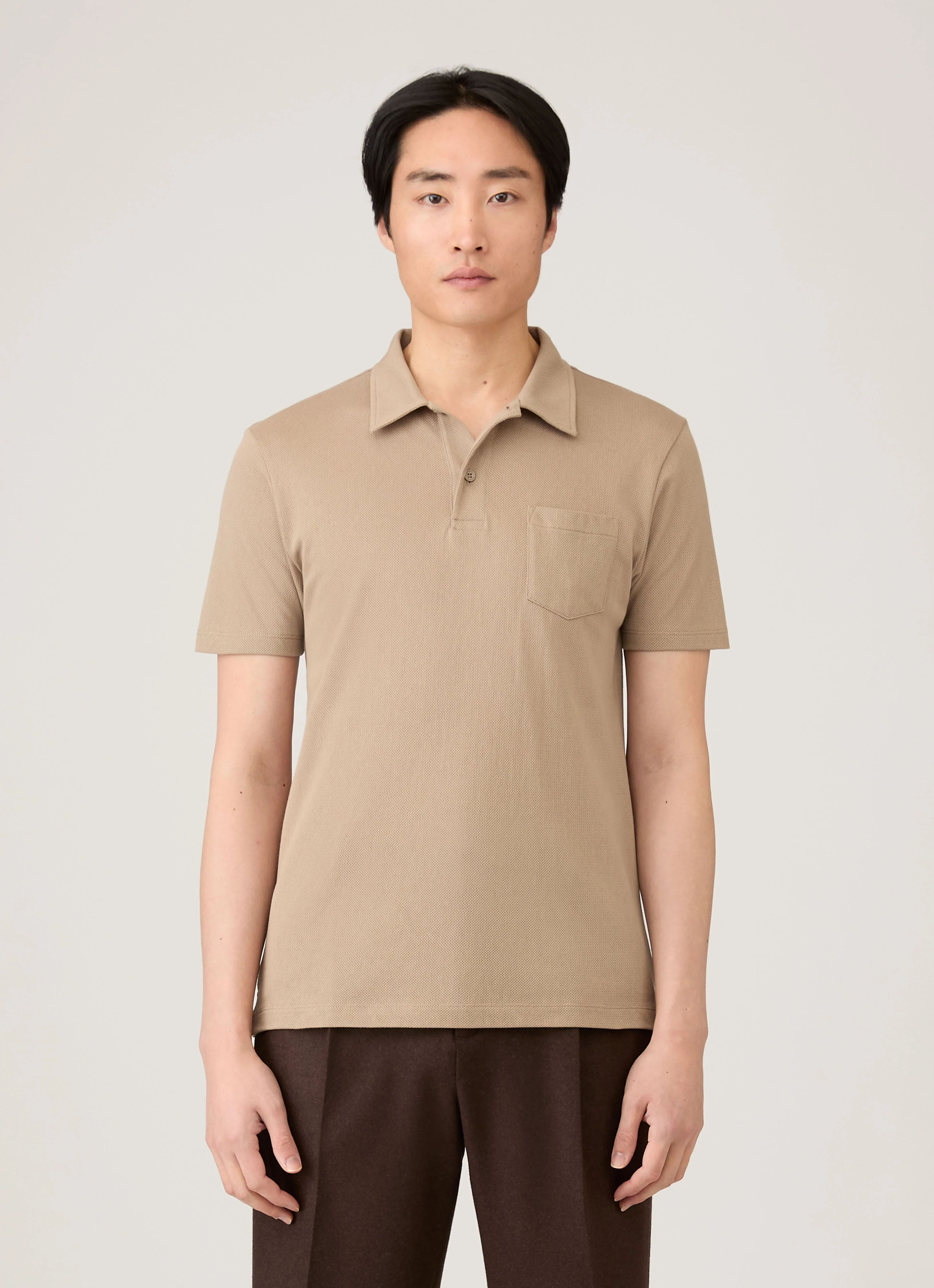Men's Riviera Polo Shirt in Mink - Image 2