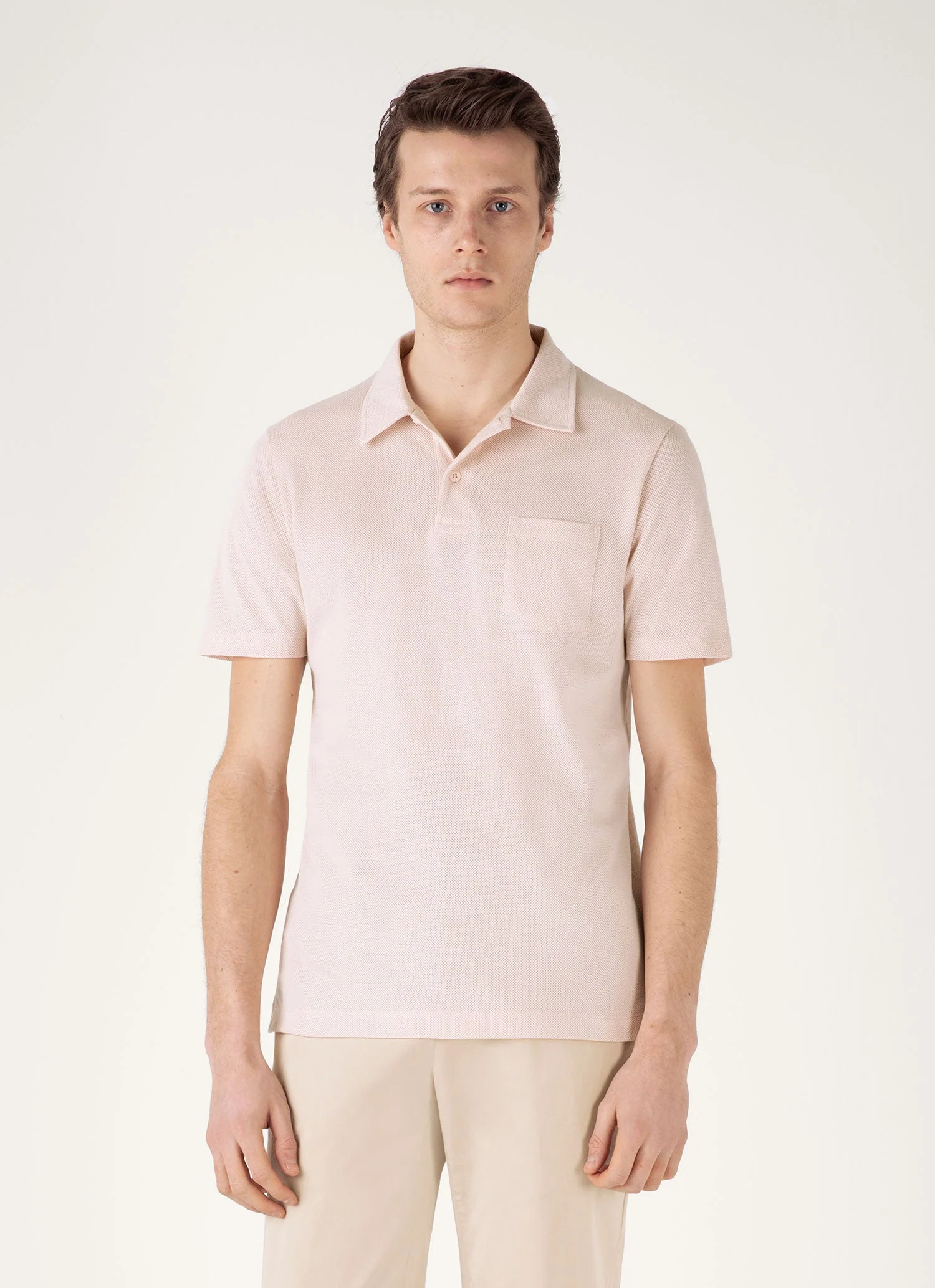 Men's Riviera Polo Shirt in Pastel Pink - Image 2