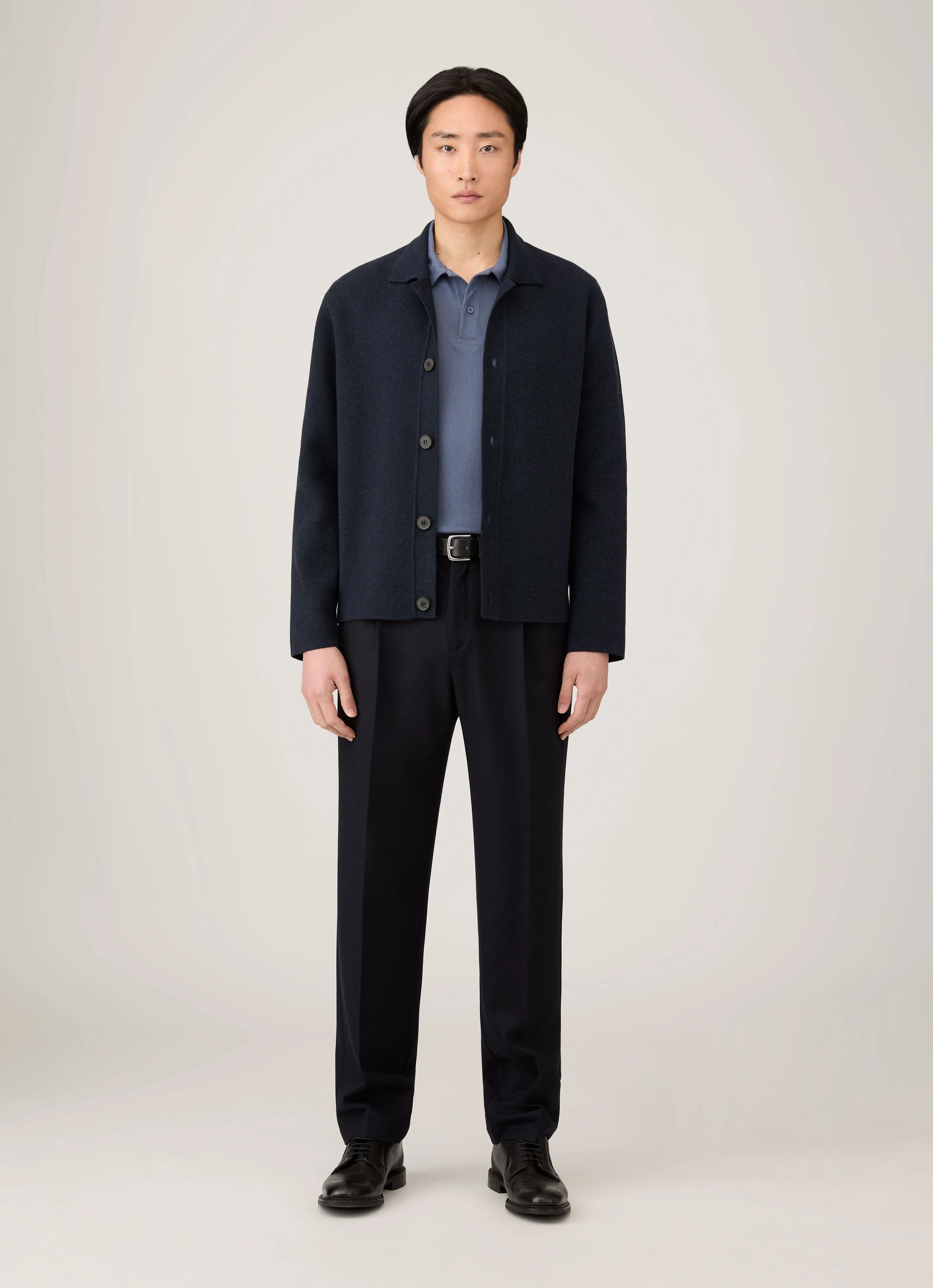 Men's Riviera Polo Shirt in Selvedge Blue - Image 3