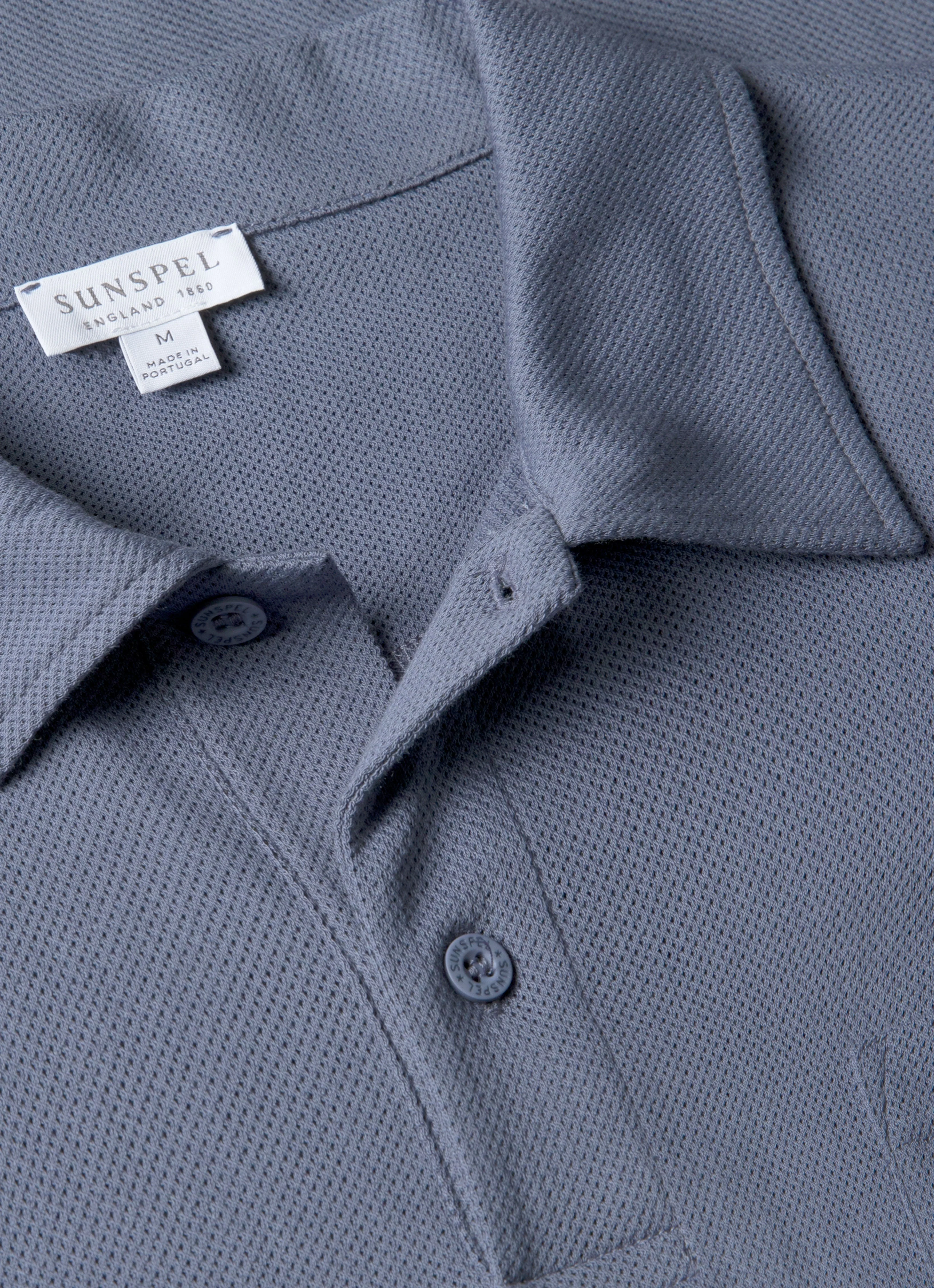 Men's Riviera Polo Shirt in Selvedge Blue - Image 4