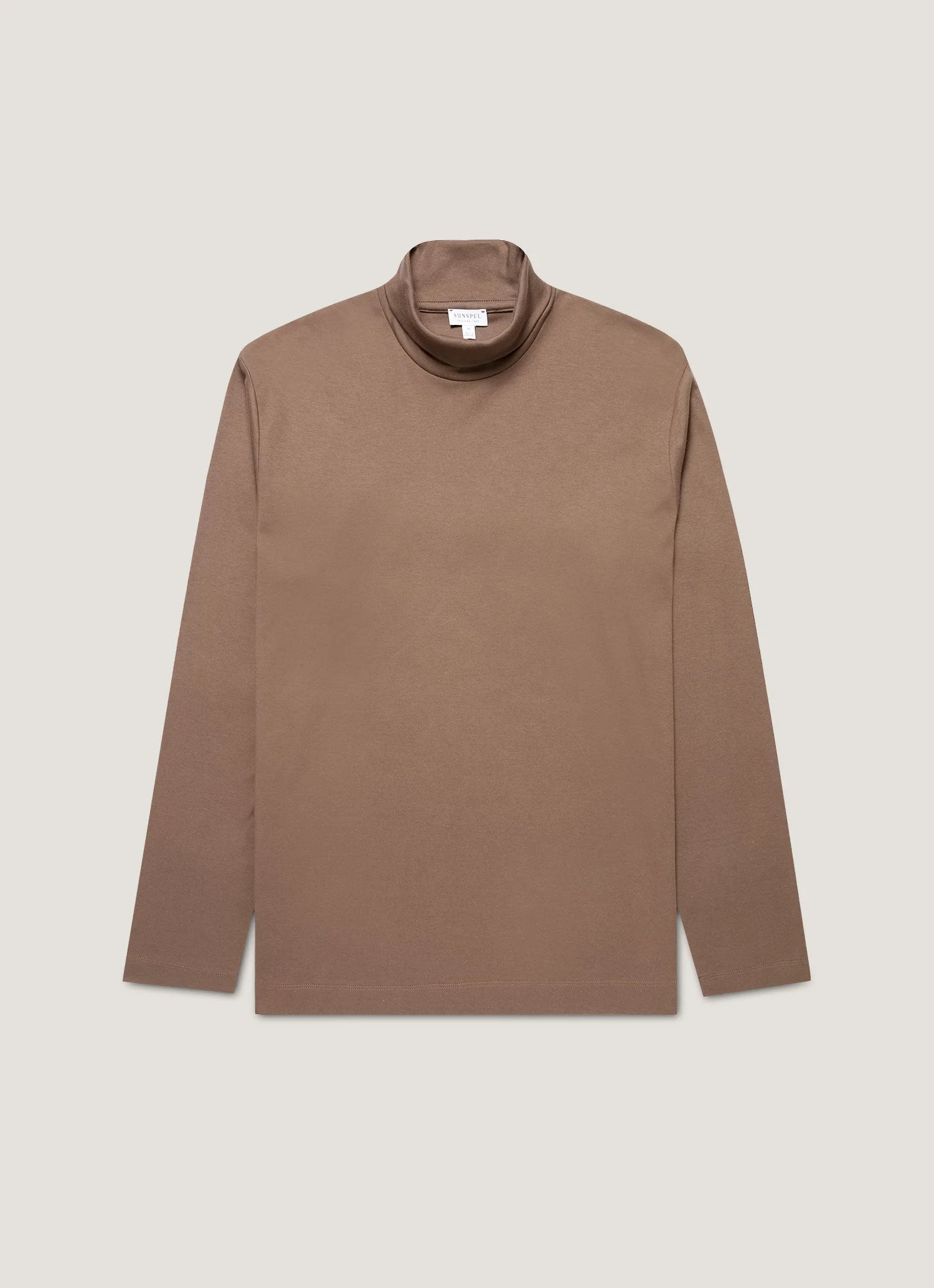Men's Roll Neck Heavyweight T-shirt in Bark
