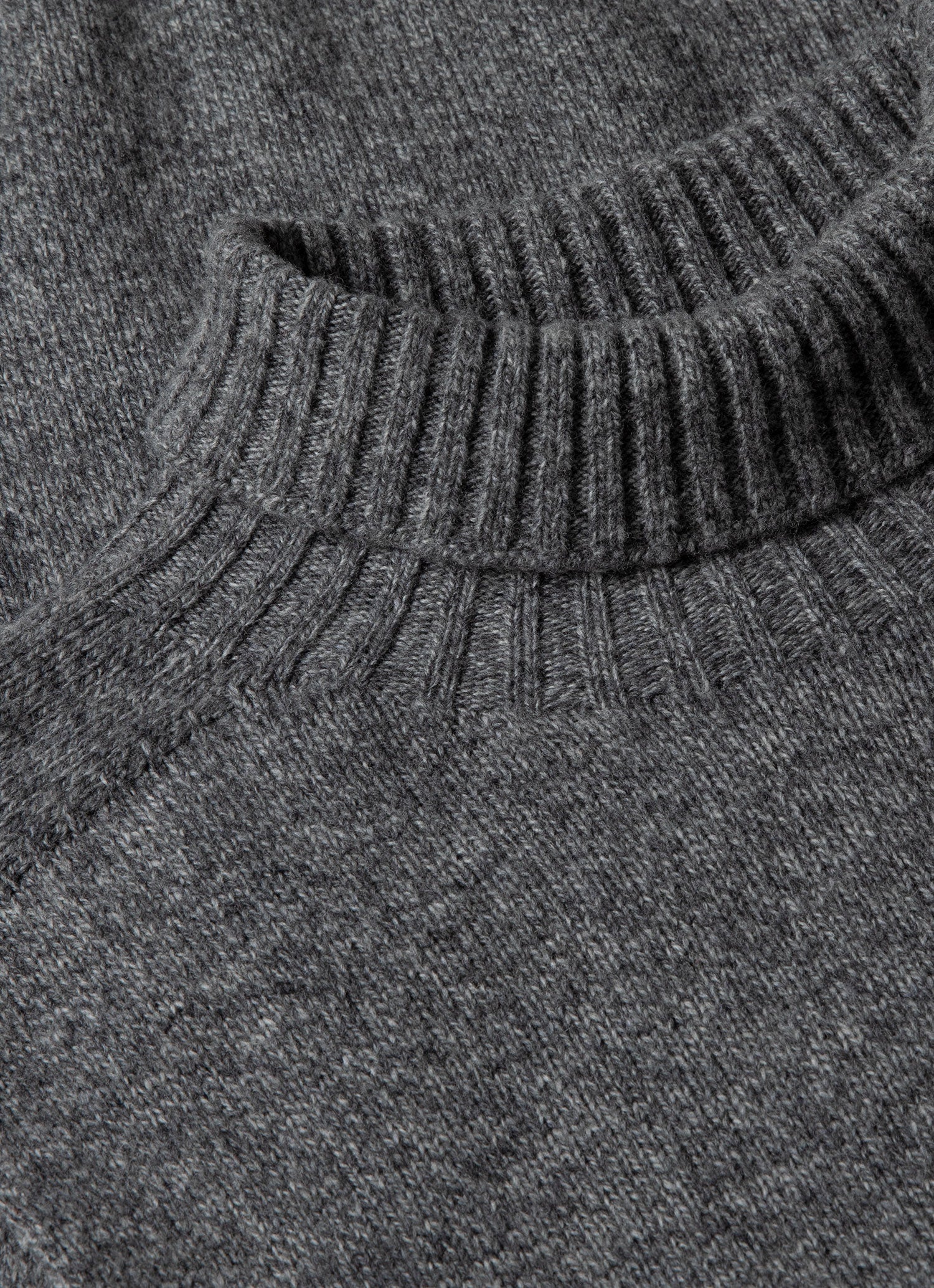 Men's Lambswool Roll Neck in Mid Grey Melange - Image 4