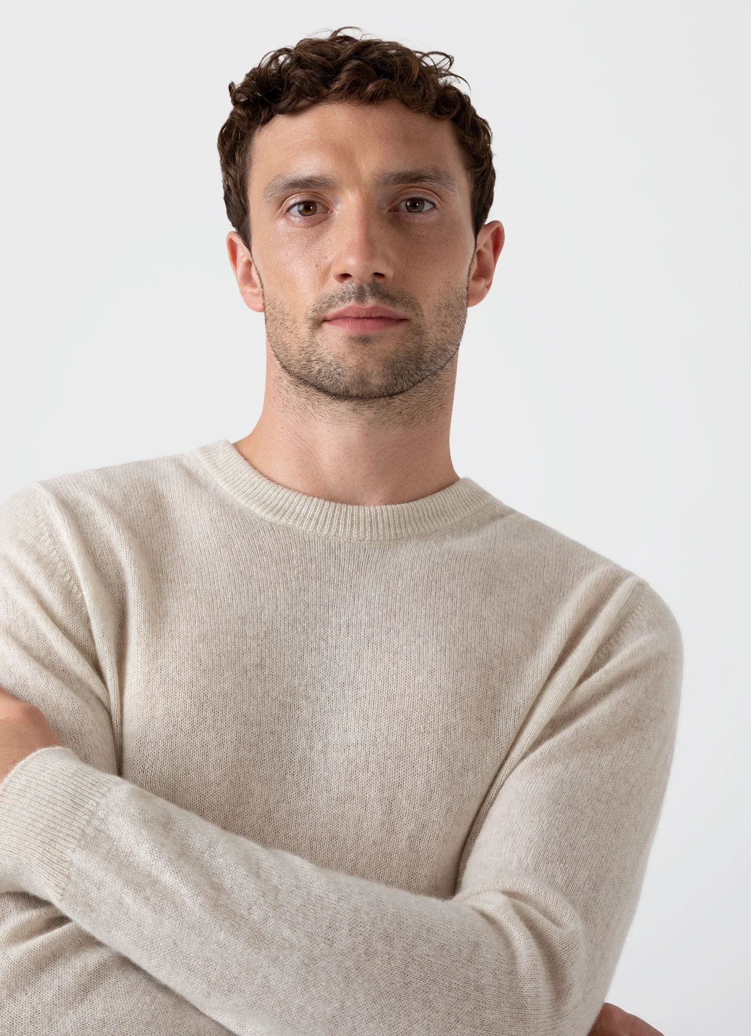 Men's Scottish Cashmere Jumper in Natural Ecru - Image 6