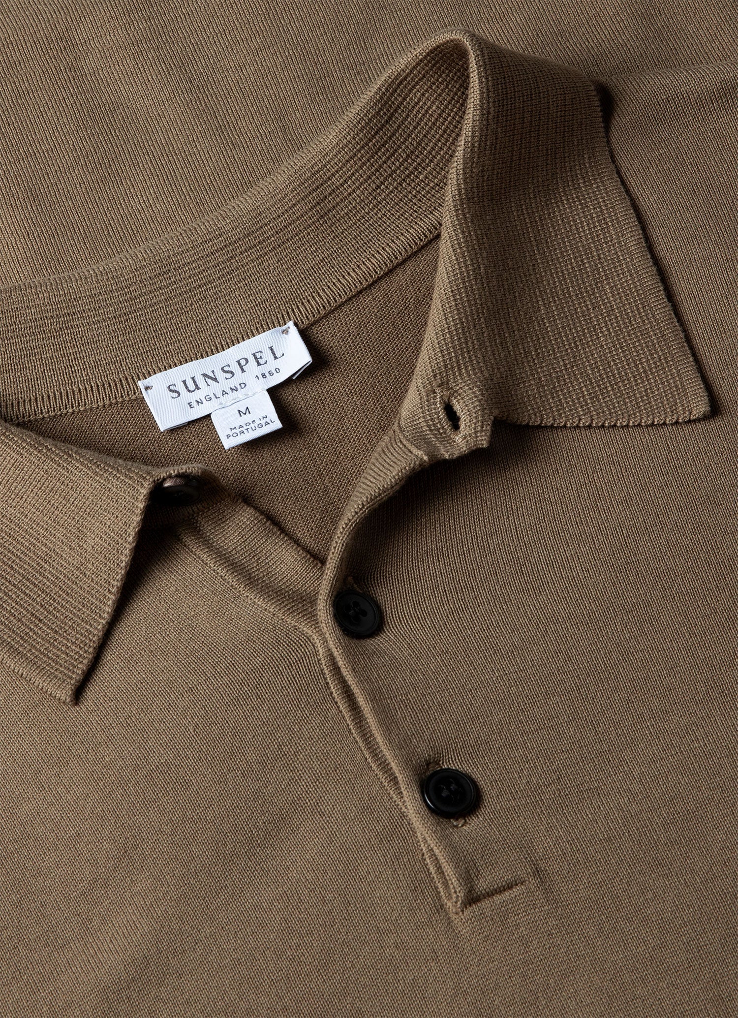 Men's Sea Island Cotton Knit Polo Shirt in Dark Stone - Image 4