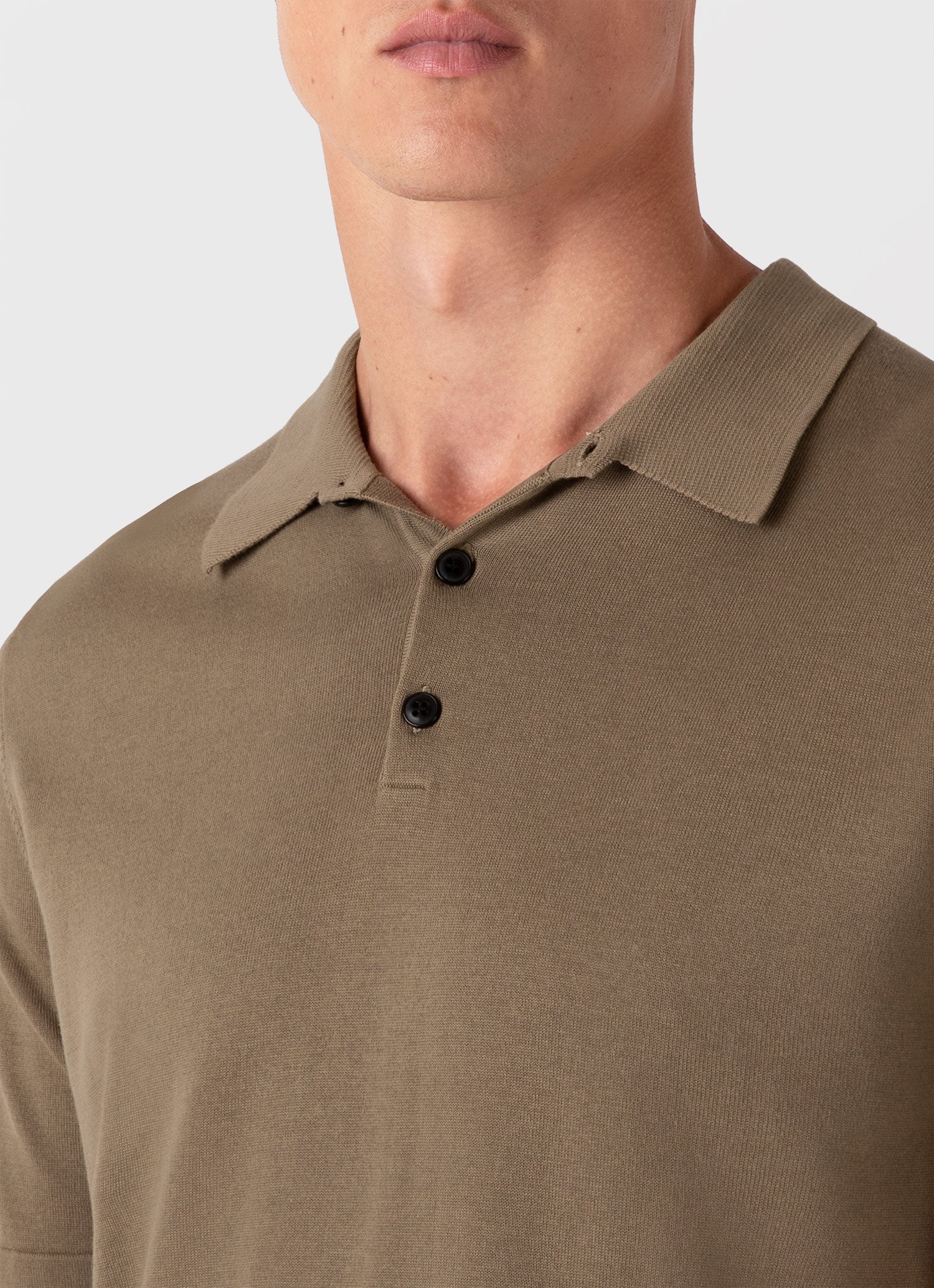 Men's Sea Island Cotton Knit Polo Shirt in Dark Stone - Image 6