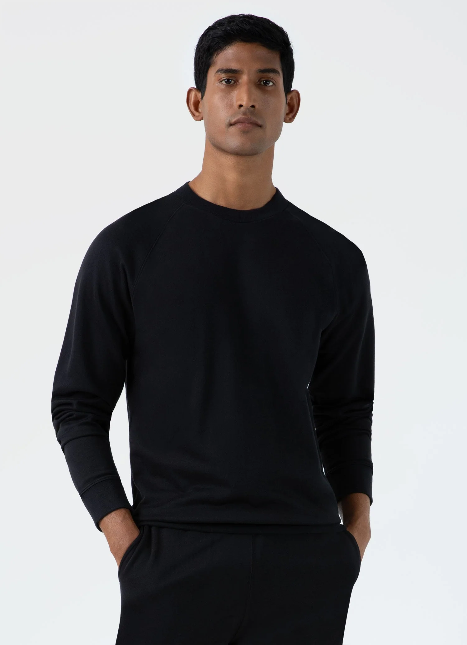 Men's Sea Island Cotton Sweatshirt in Black - Image 2