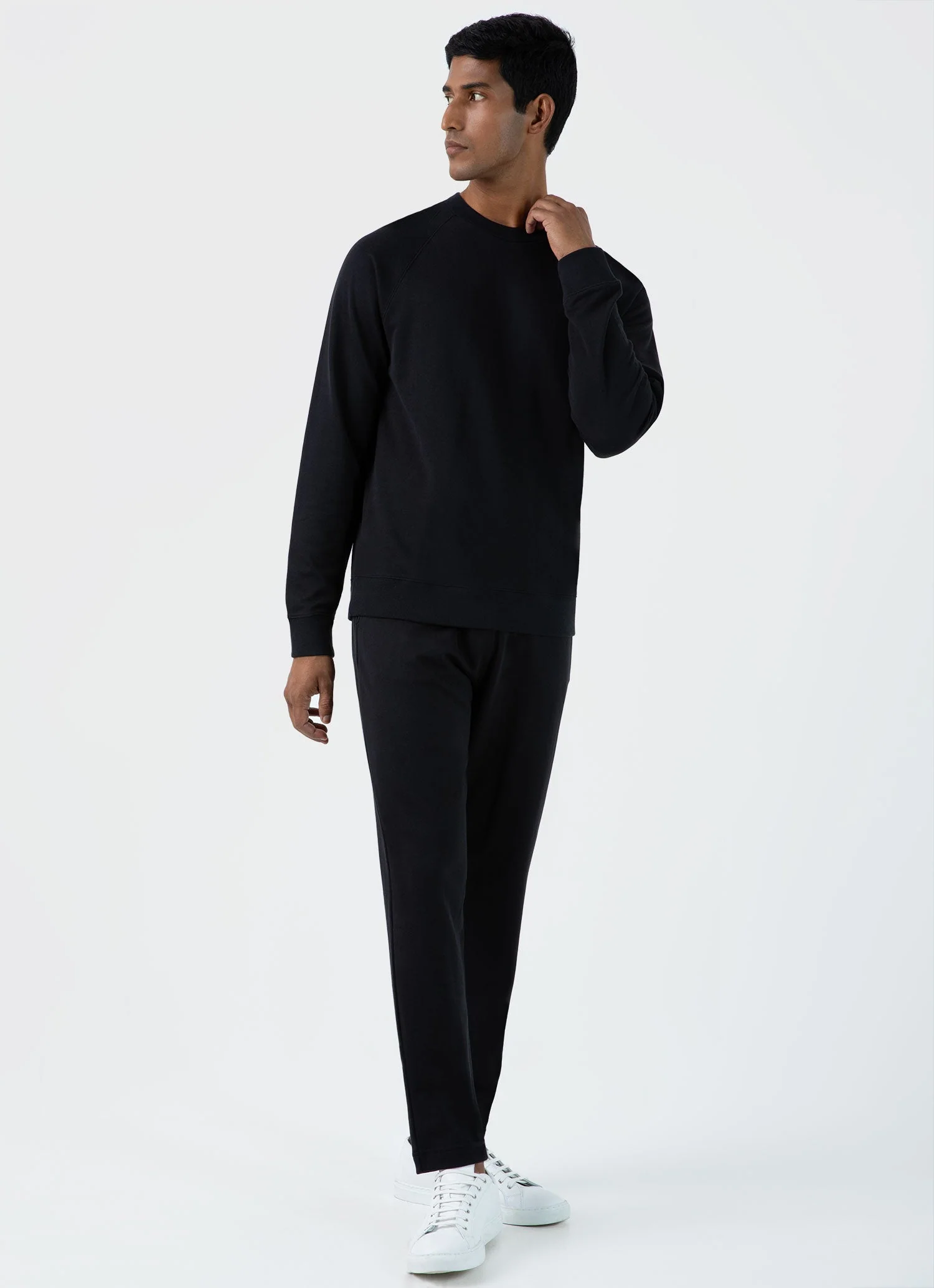 Men's Sea Island Cotton Sweatshirt in Black - Image 3