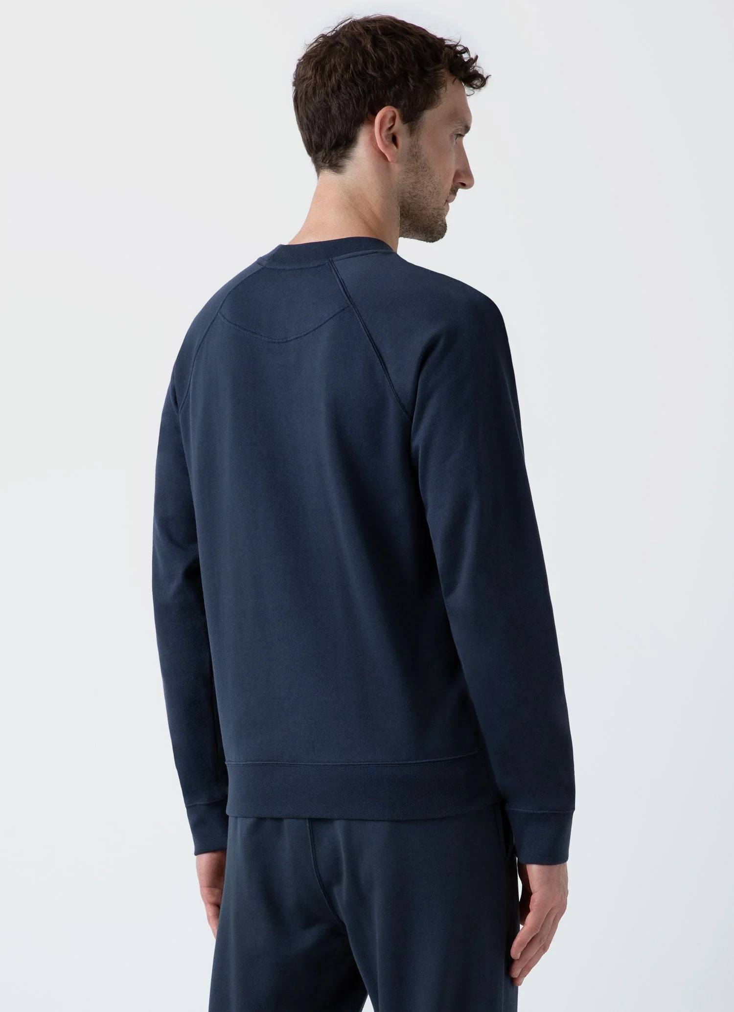 Men's Sea Island Cotton Sweatshirt in Navy - Image 4