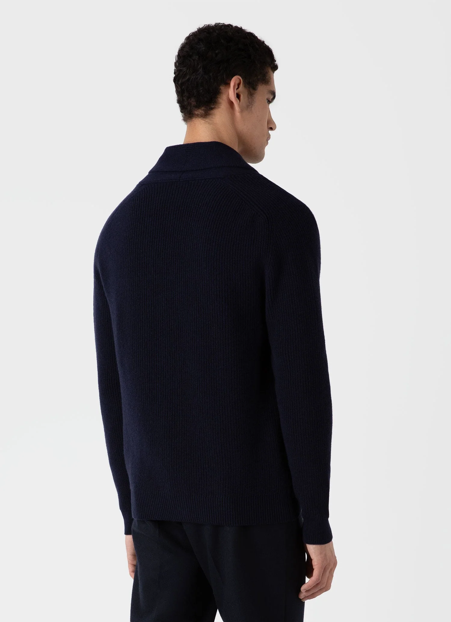 Men's Shawl Neck Cardigan in Navy - Image 5