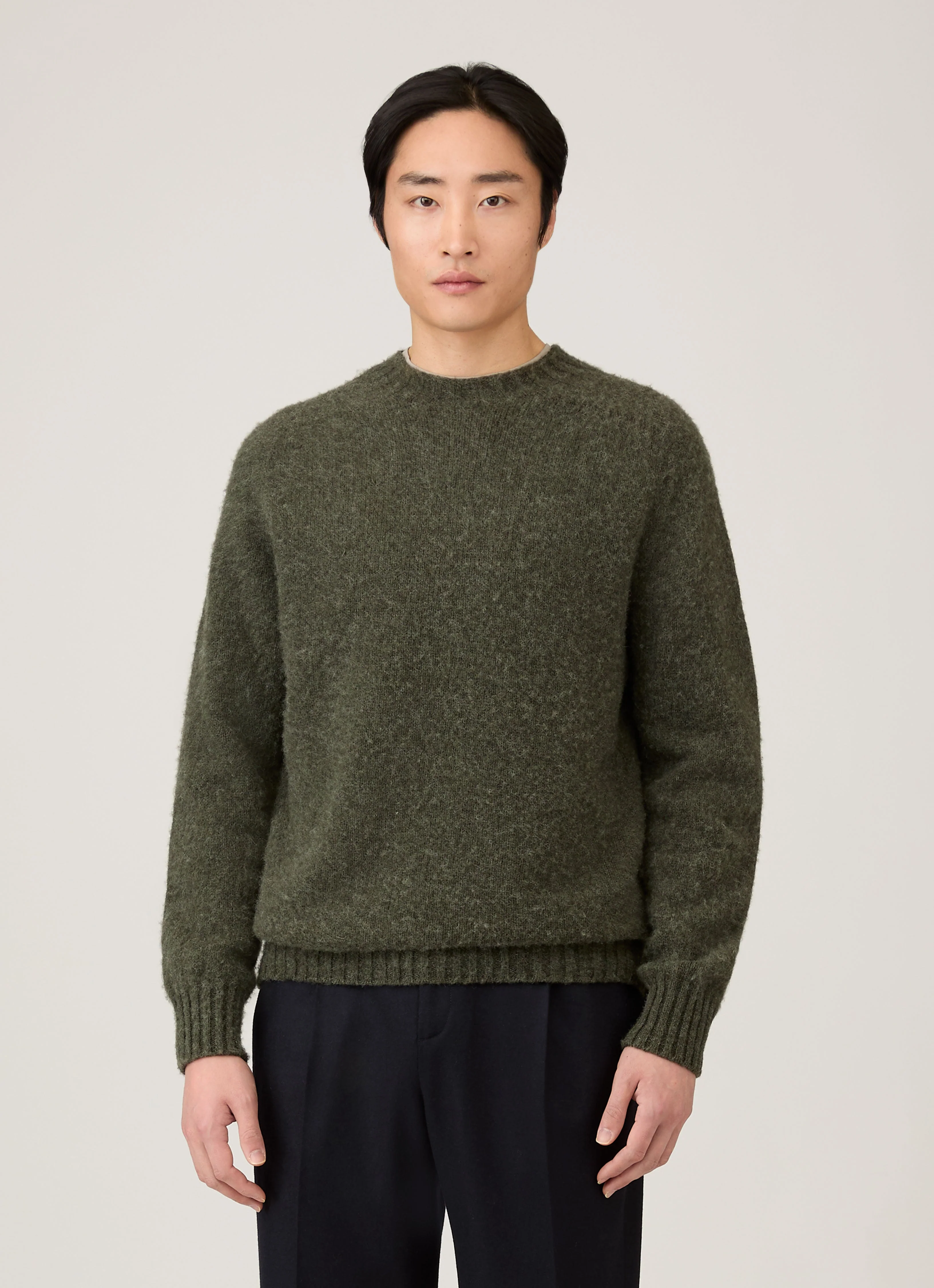 Men's Shetland Crew Neck Jumper in Sea Moss - Image 2