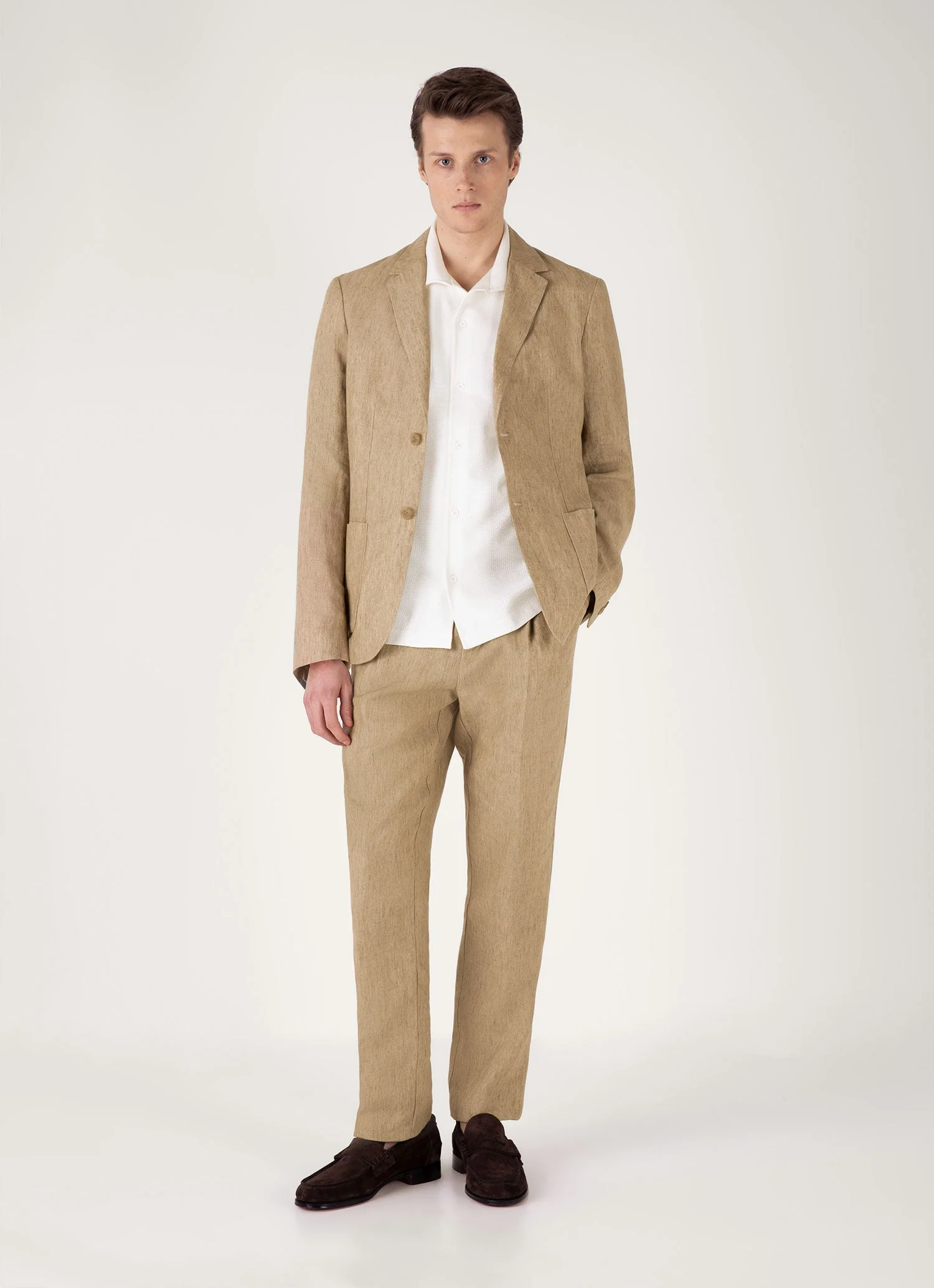 Men's Short Sleeve Textured Jersey Shirt in Ecru - Image 3