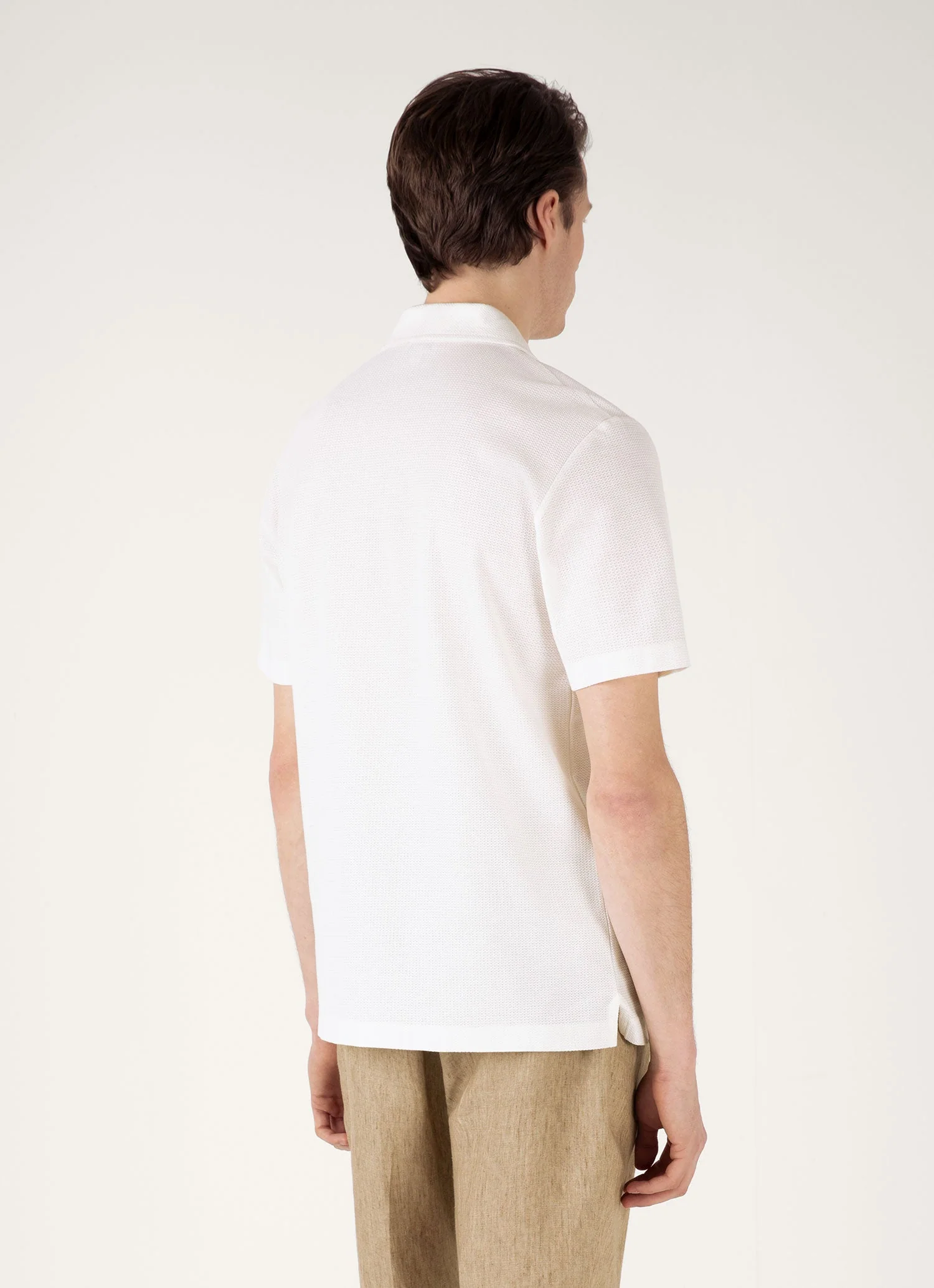 Men's Short Sleeve Textured Jersey Shirt in Ecru - Image 5