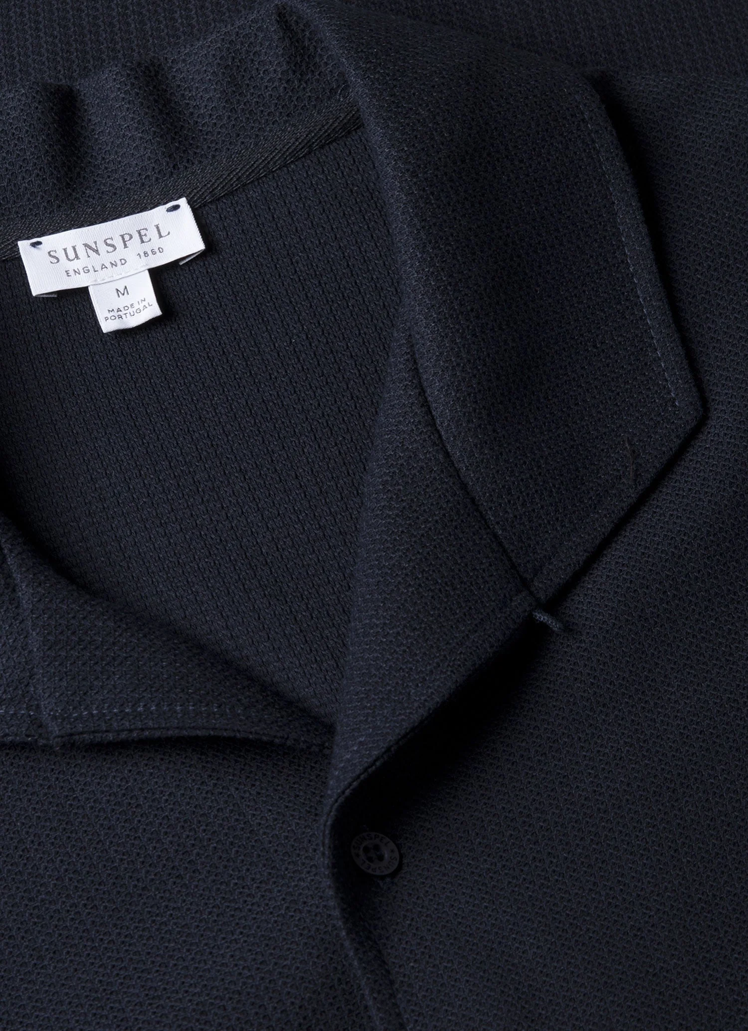 Men's Short Sleeve Textured Jersey Shirt in Midnight Navy - Image 4