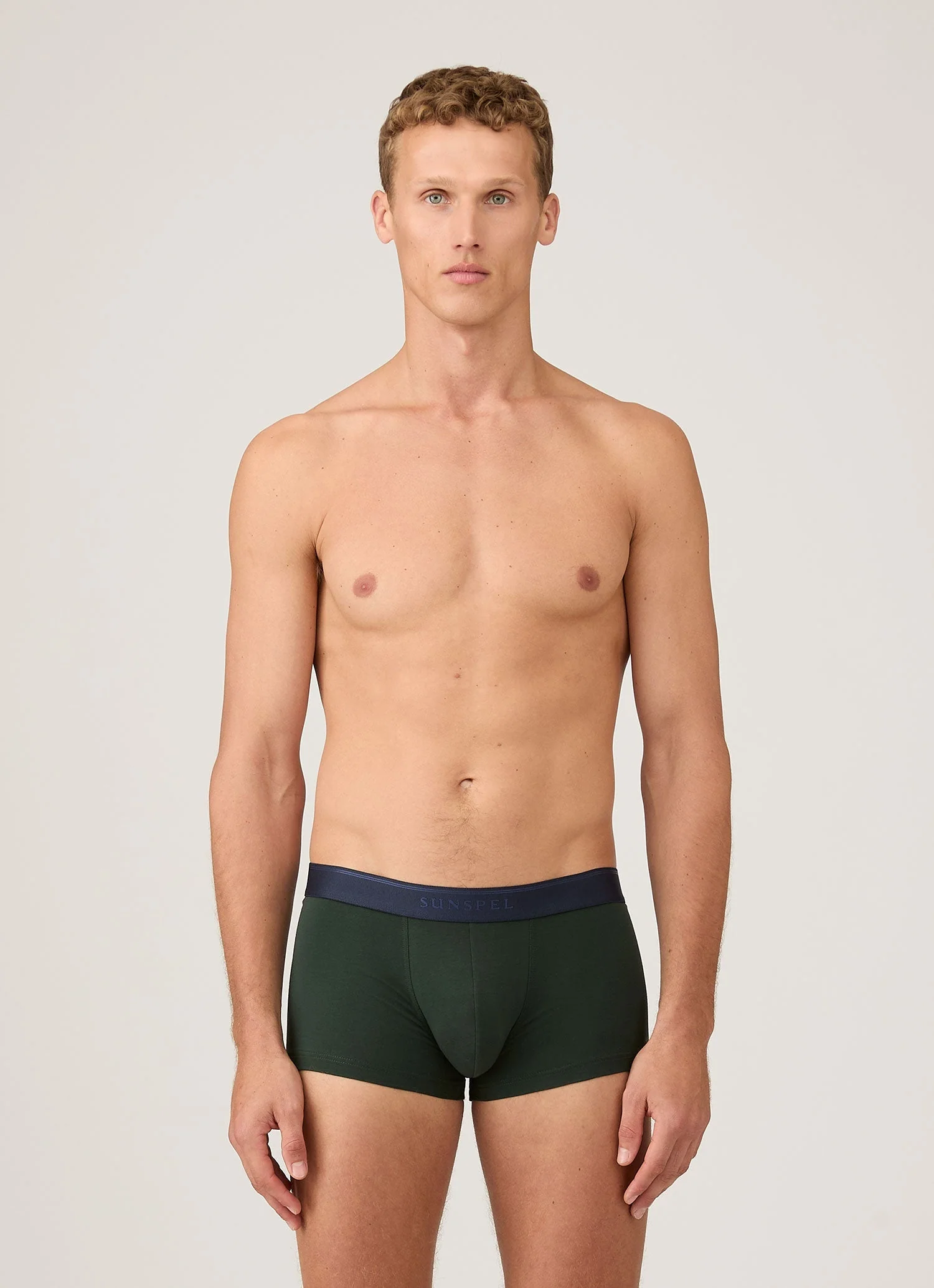 Men's Stretch Cotton Trunks in Seaweed - Image 2