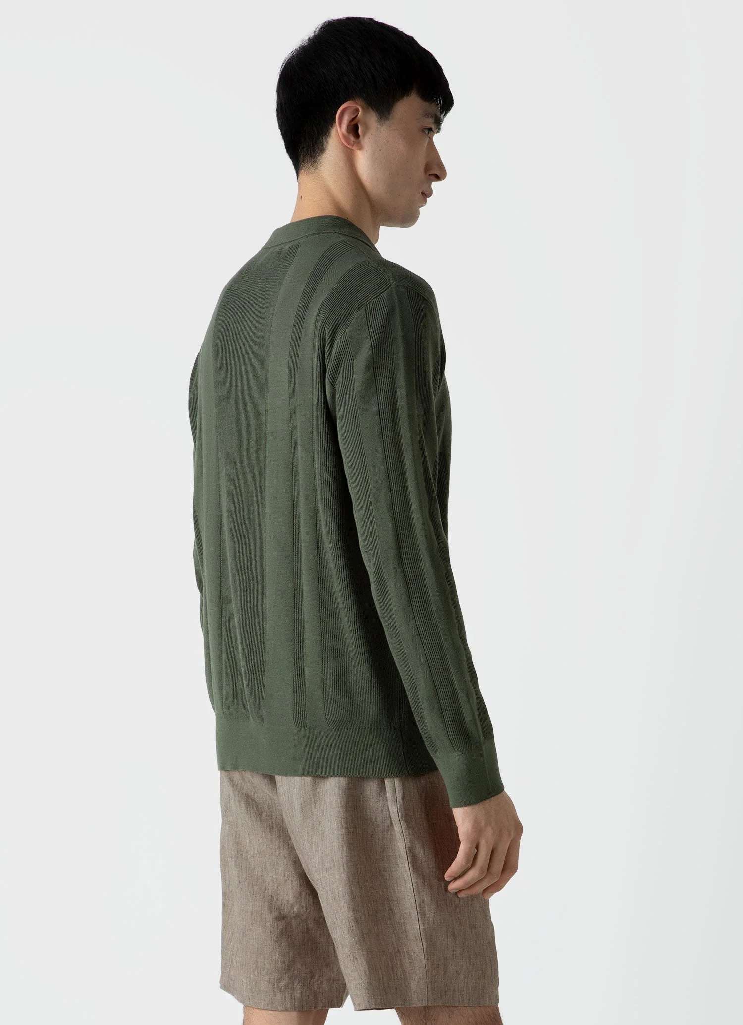 Men's Rib Knit Jacket in Hunter Green - Image 4