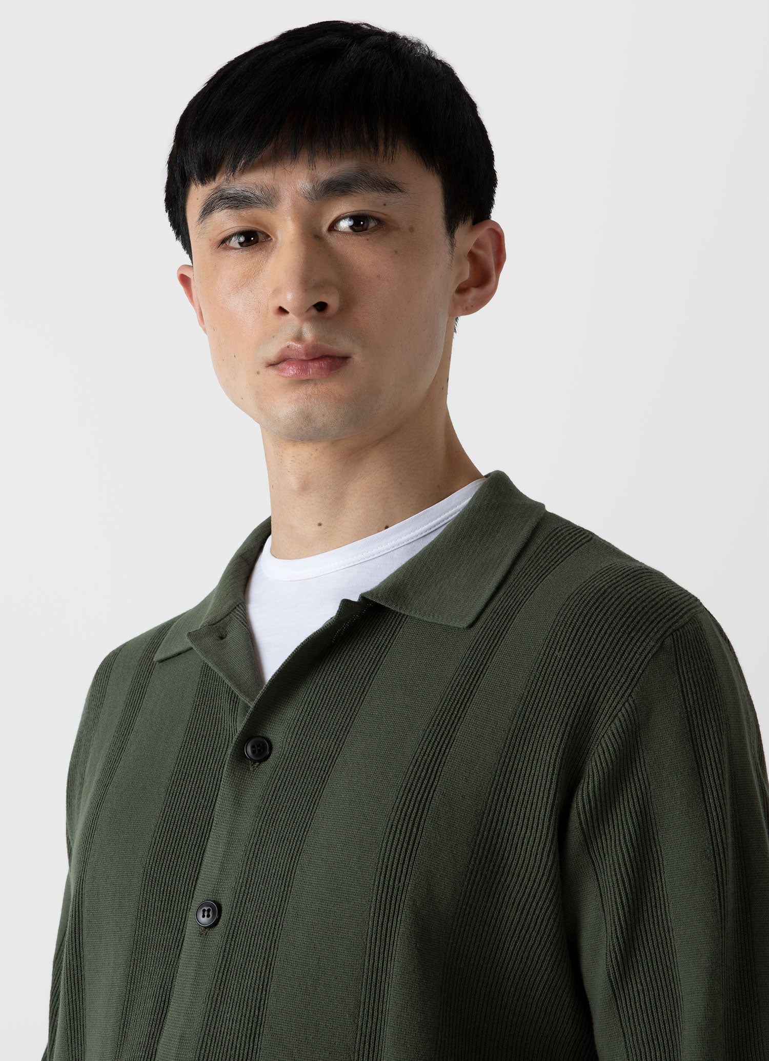 Men's Rib Knit Jacket in Hunter Green - Image 5