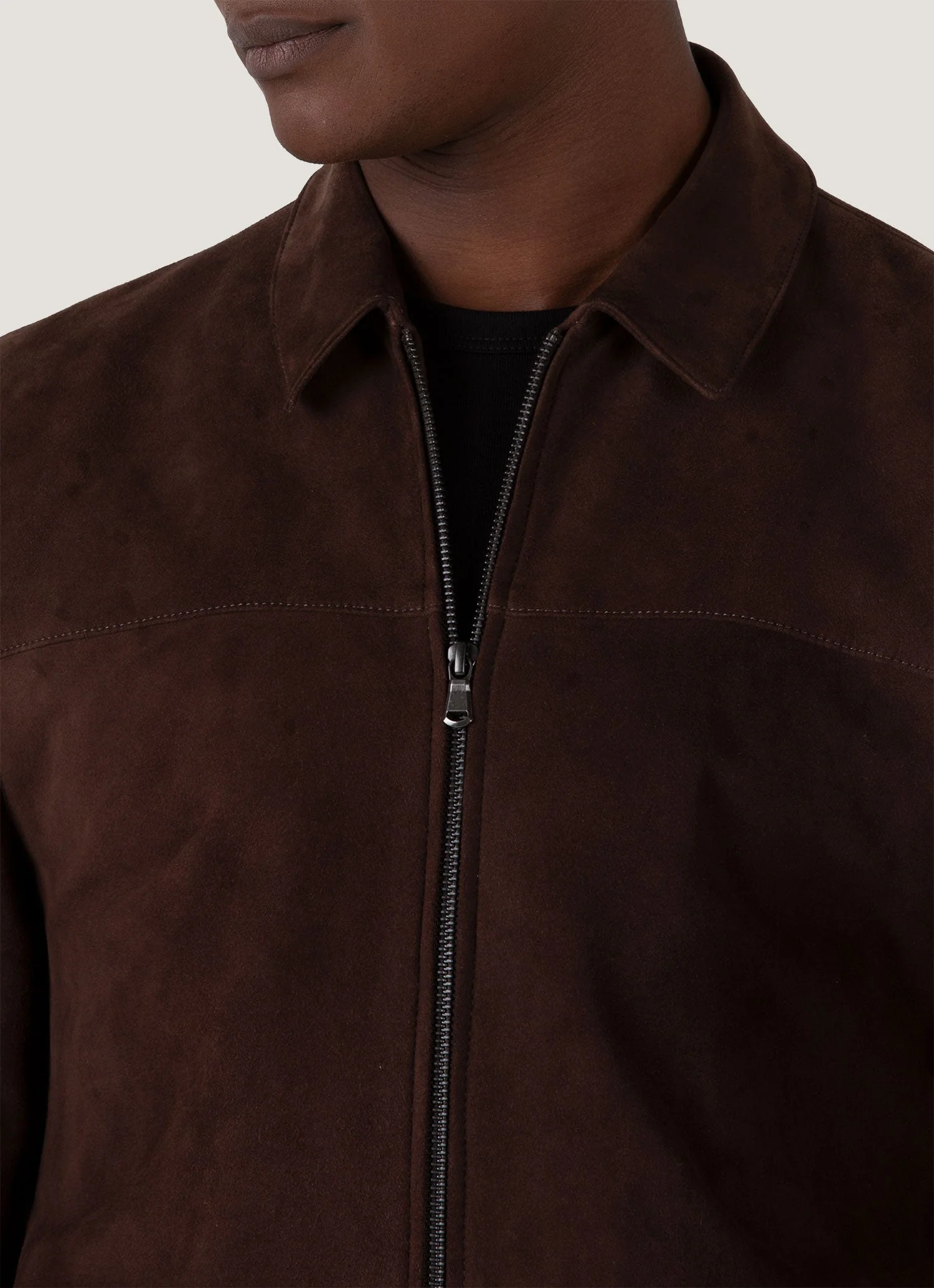Men's Suede Harrington Jacket in Cocoa - Image 5