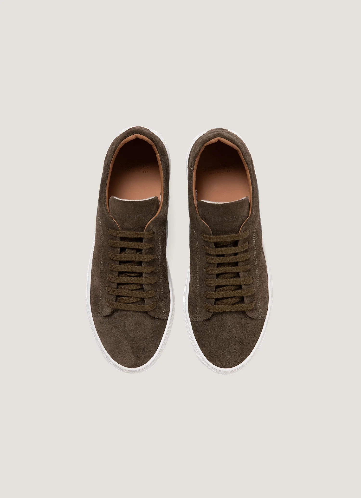 Men's Suede Tennis Shoe in Dark Moss - Image 4