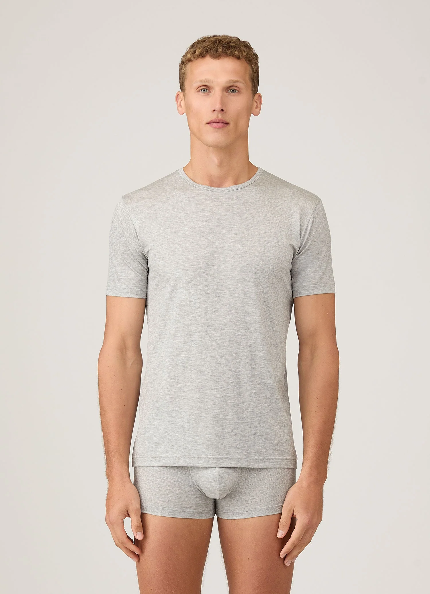Men's Tencelâ„¢ T-shirt in Grey Melange - Image 2