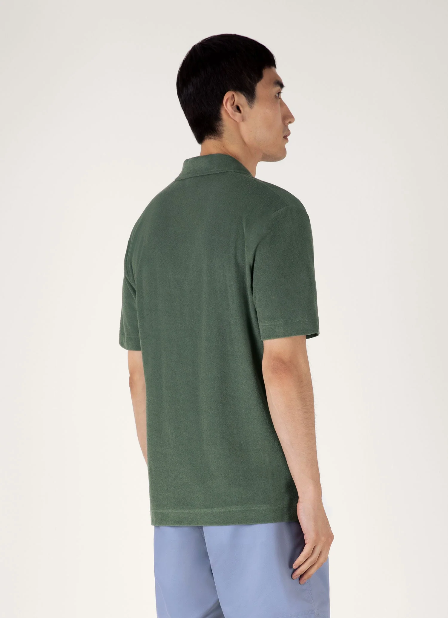 Men's Towelling Polo Shirt in Dusk Green - Image 5