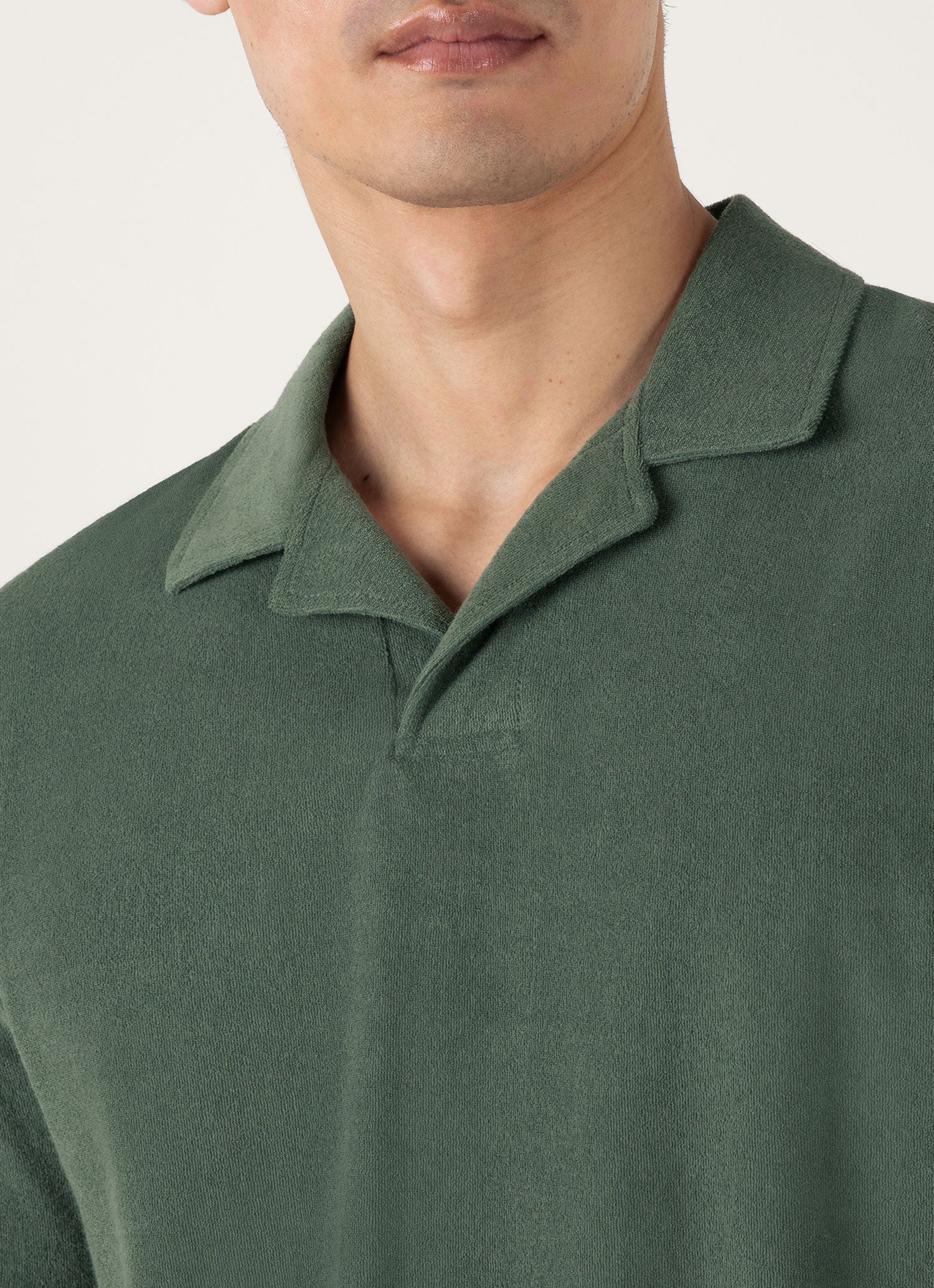 Men's Towelling Polo Shirt in Dusk Green - Image 6