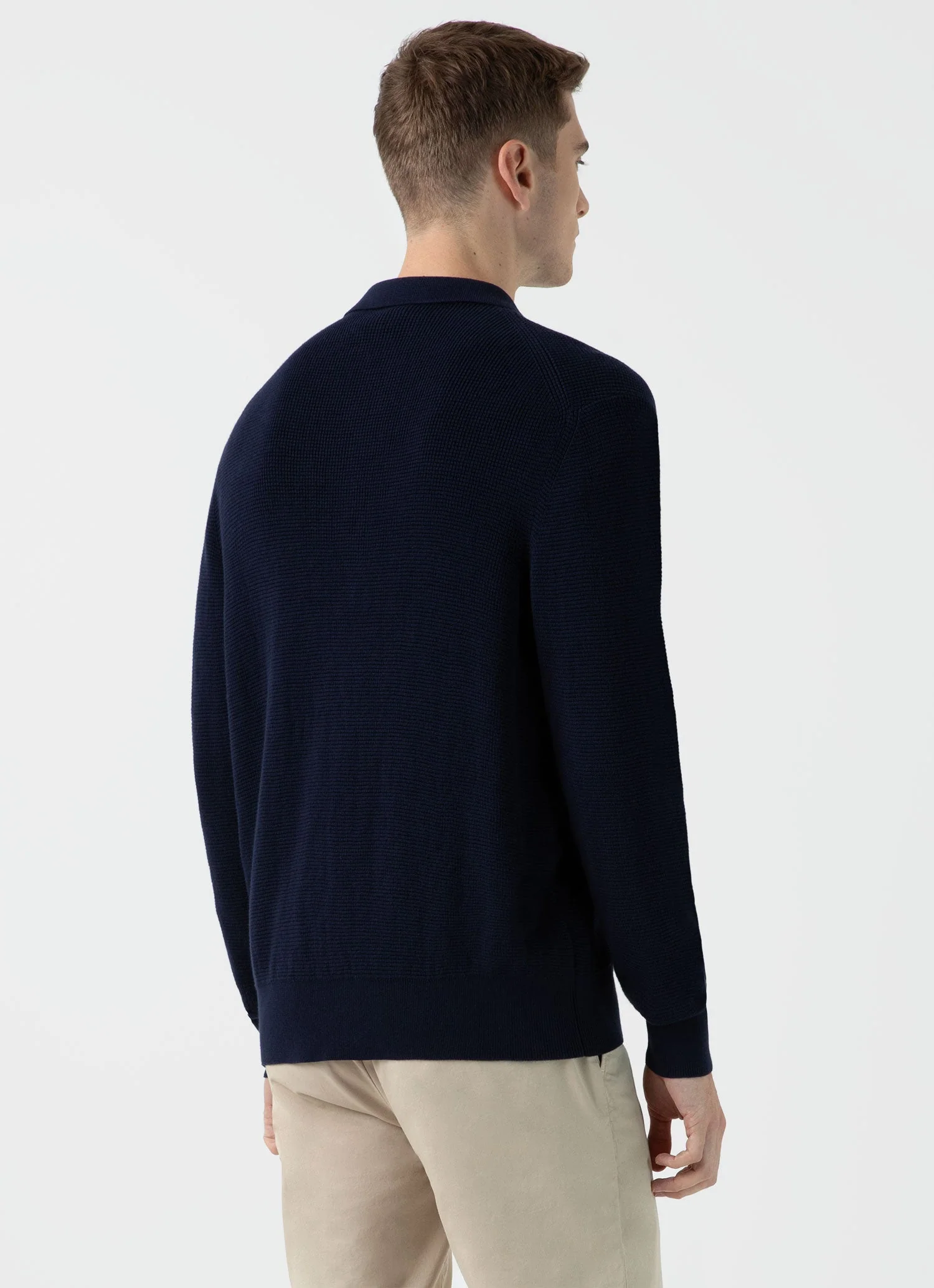 Men's Waffle Stitch Jacket in Navy - Image 5
