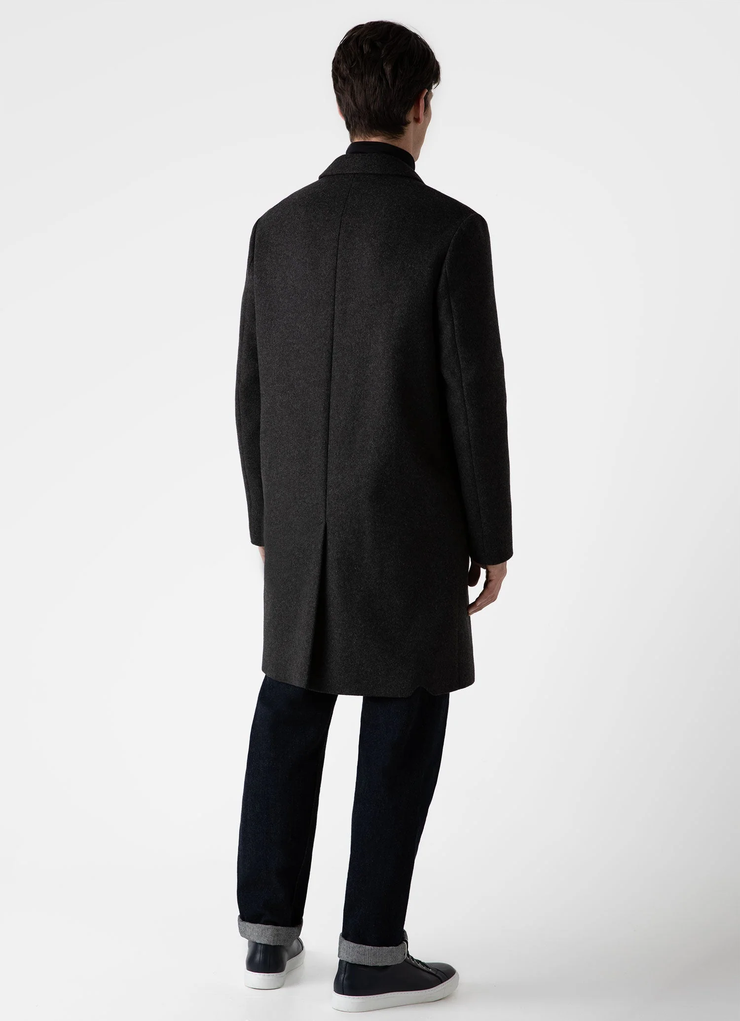 Men's Wool Cashmere Overcoat in Charcoal Melange - Image 4