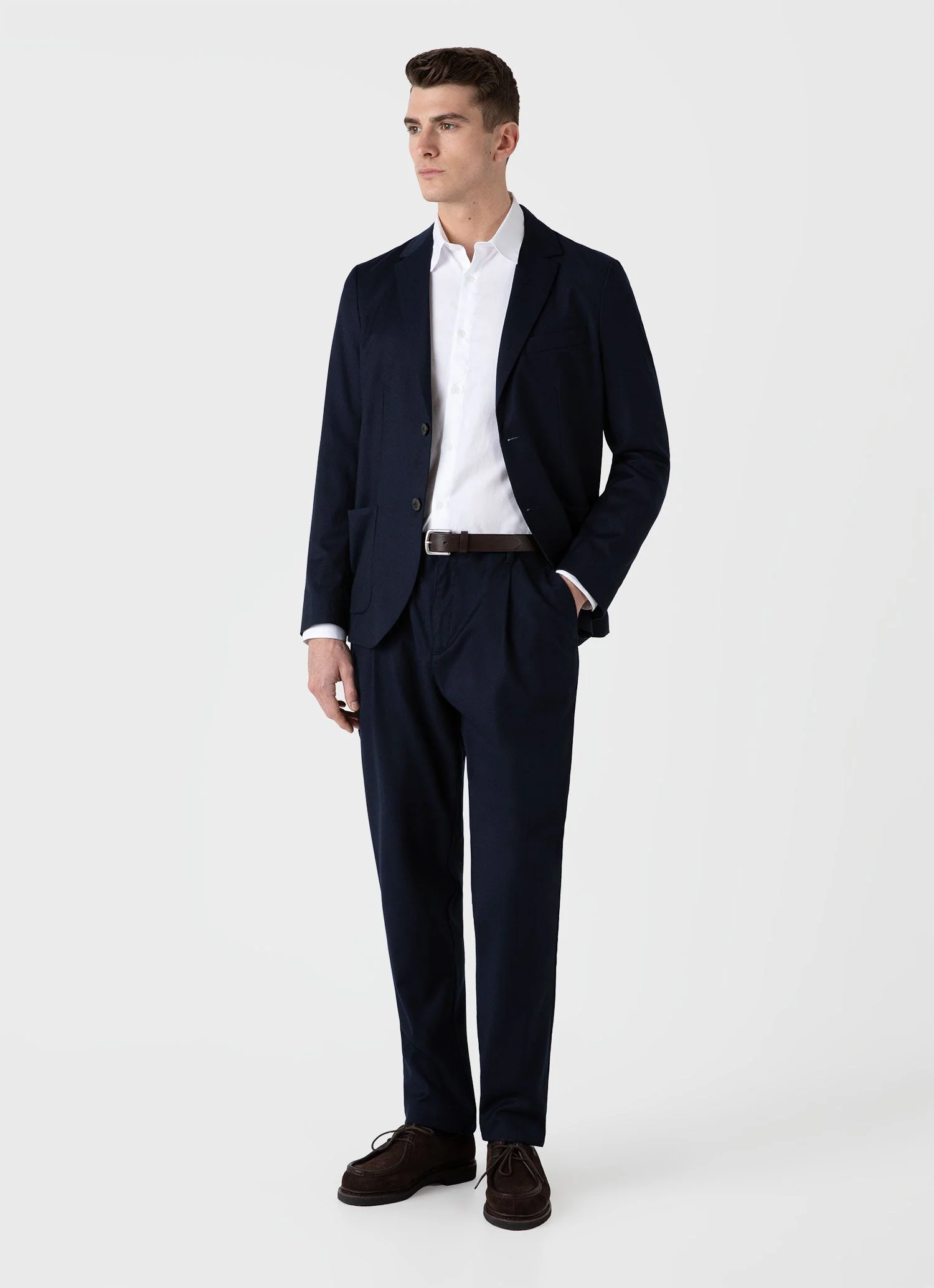 Men's Wool Flannel Blazer in Navy Melange - Image 3