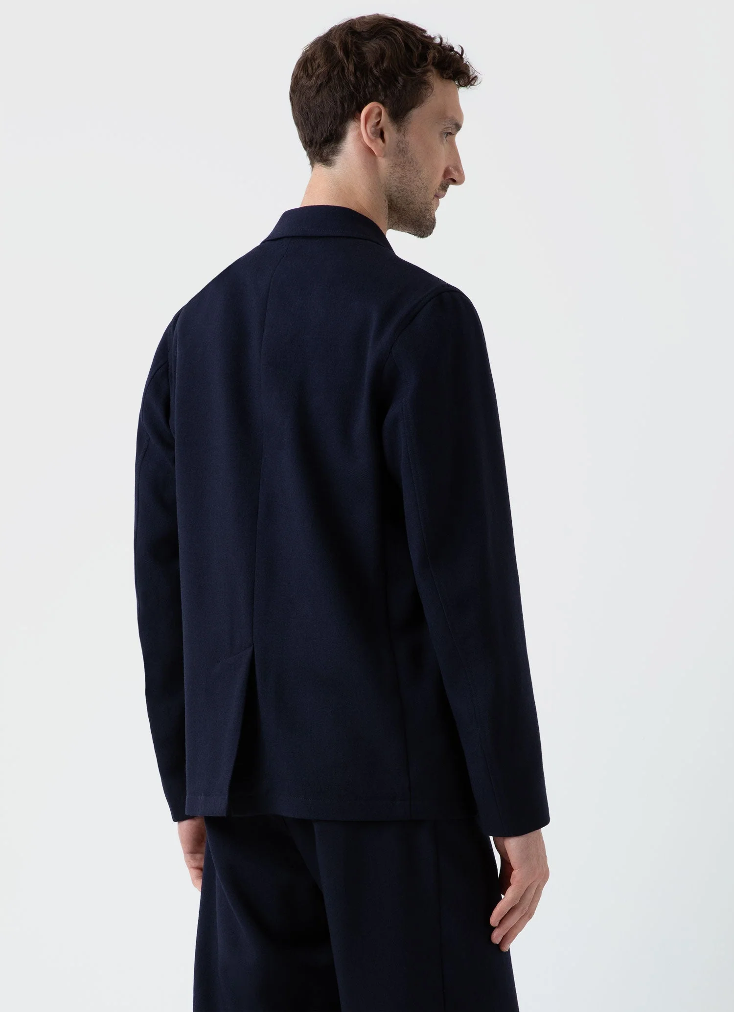 Men's Wool Twill Blazer in Dark Navy - Image 5