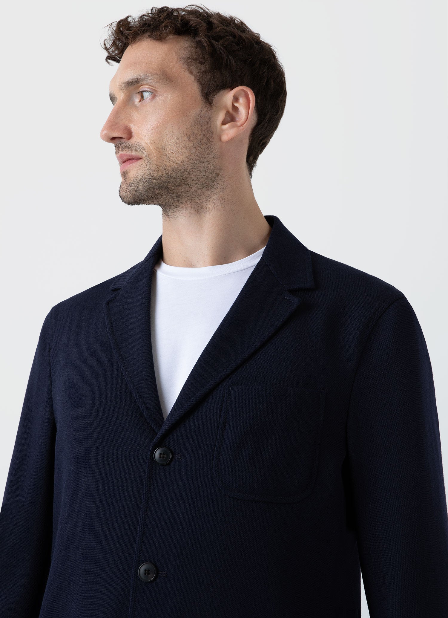 Men's Wool Twill Blazer in Dark Navy - Image 6