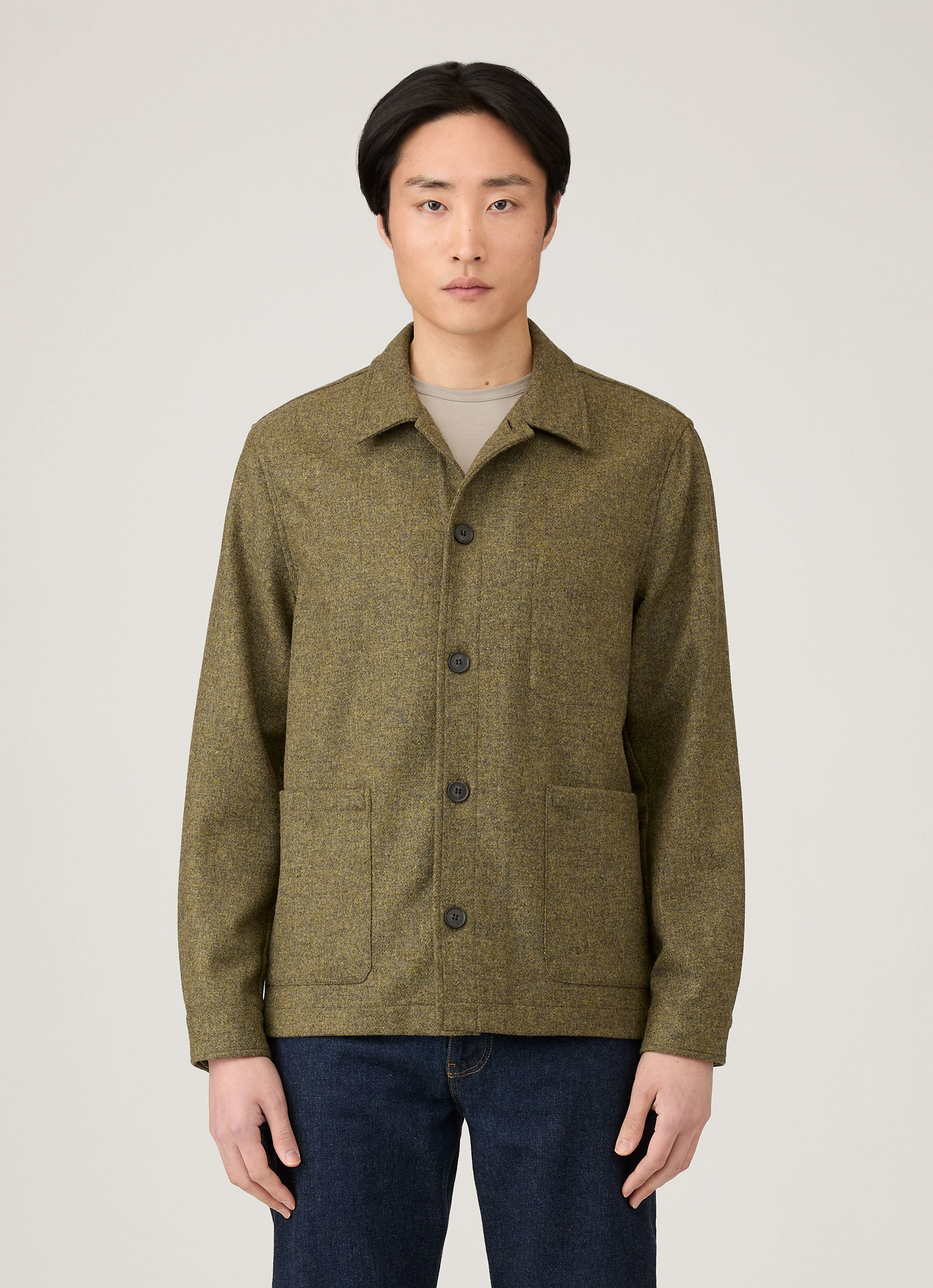 Men's Wool Twin Pocket Jacket in Sea Moss - Image 2