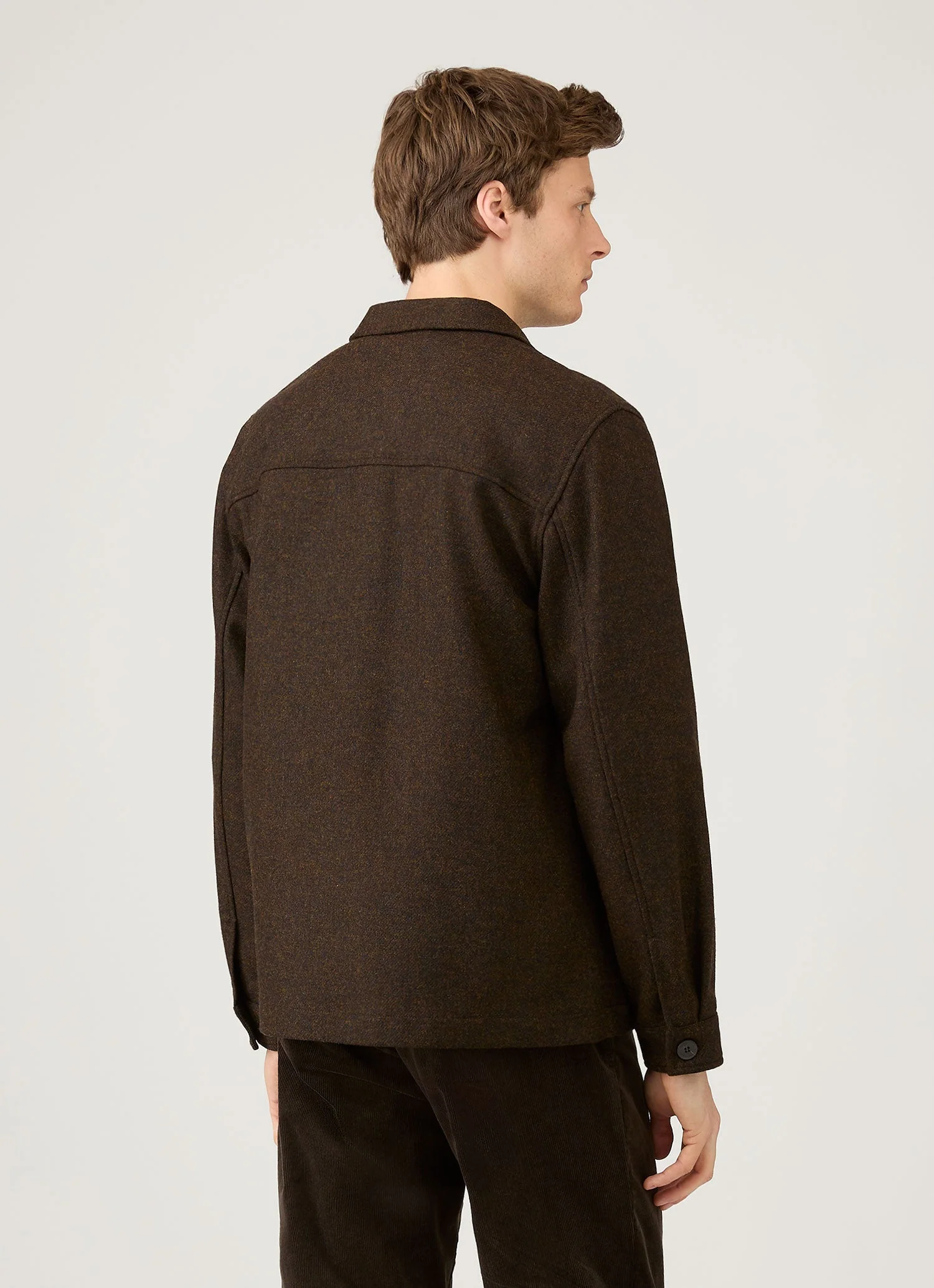 Men's Wool Twin Pocket Jacket in Truffle - Image 5