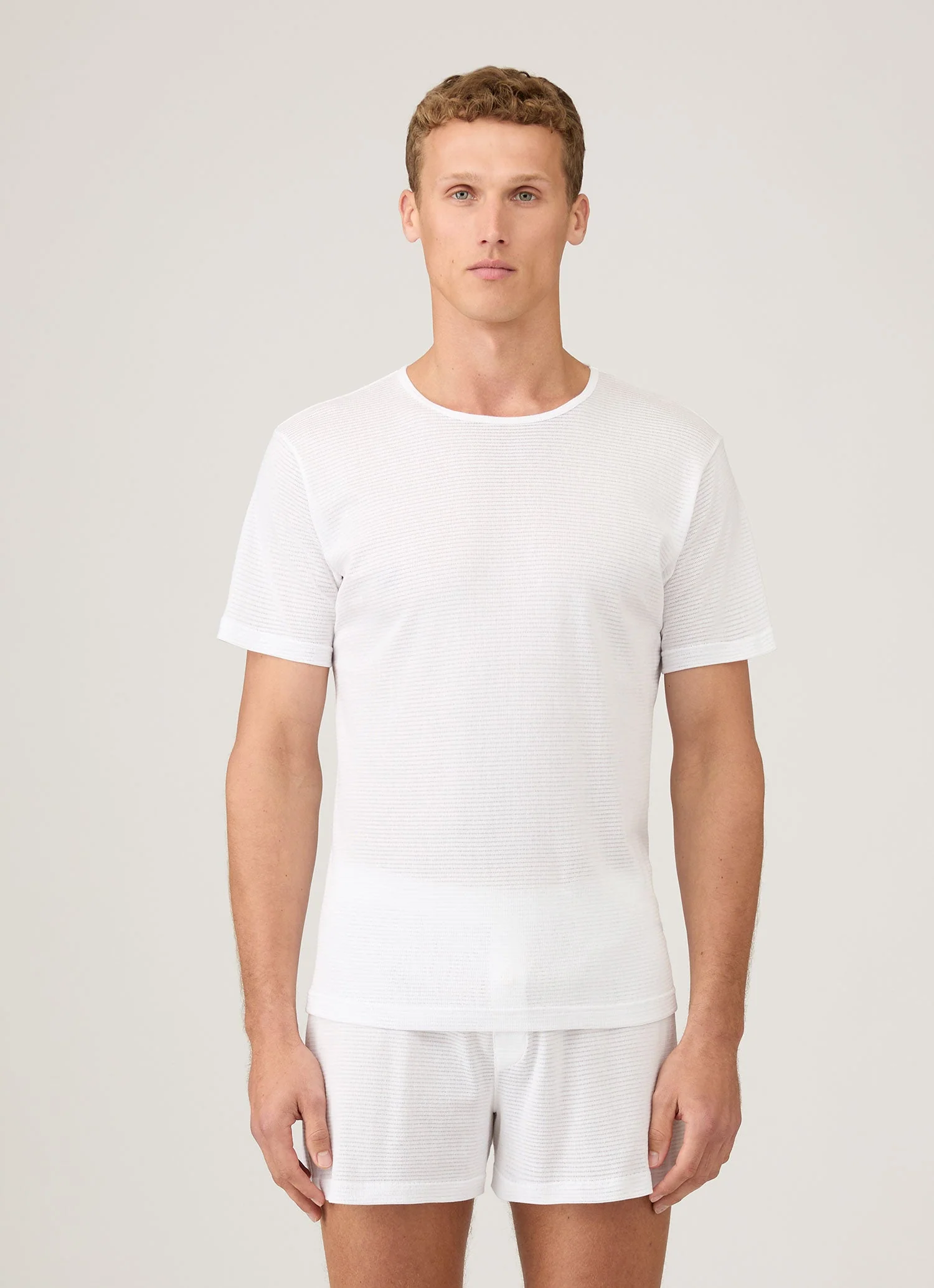 Men's Cellular Cotton Underwear T-shirt in White - Image 2